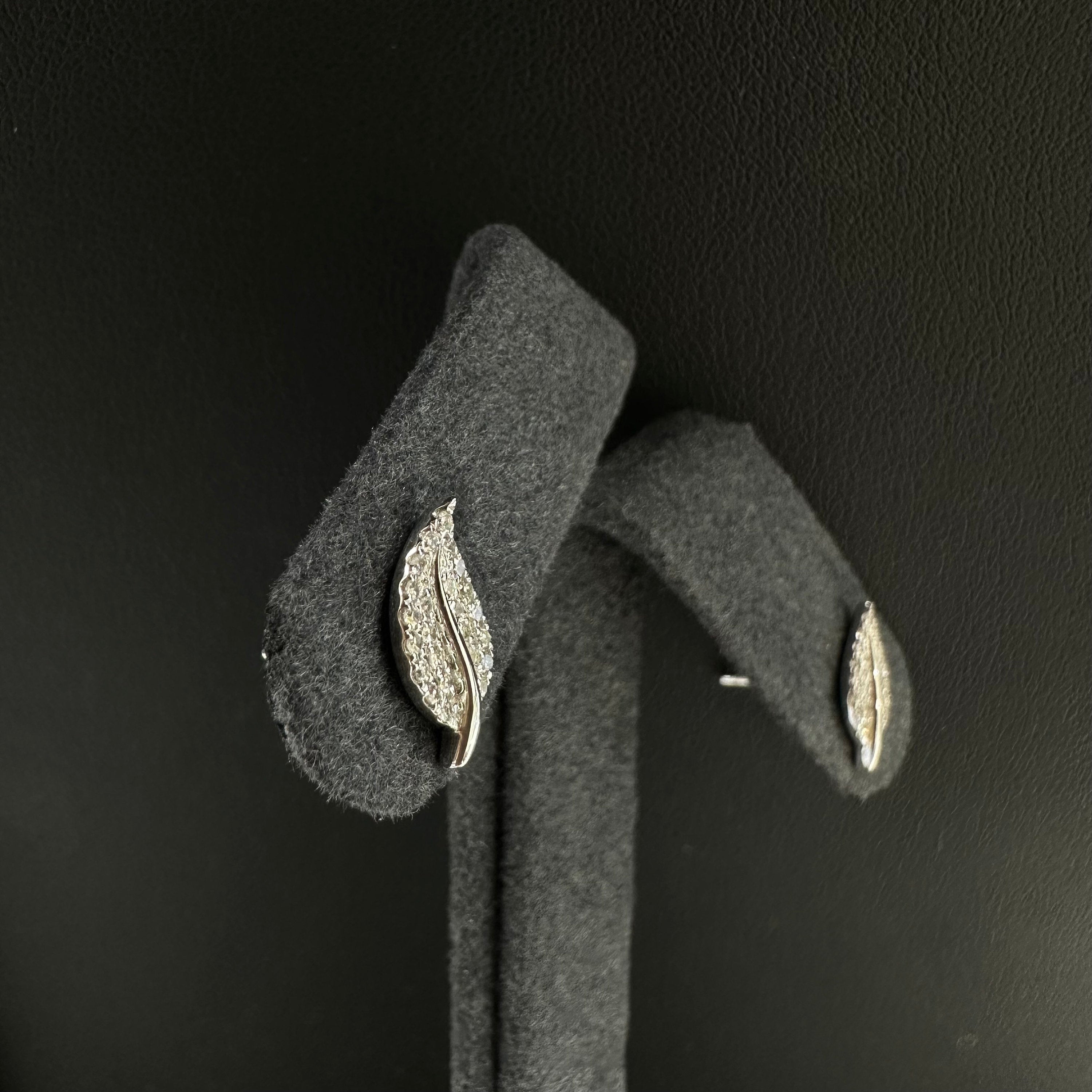 Diamond Leaf Stud Earrings
