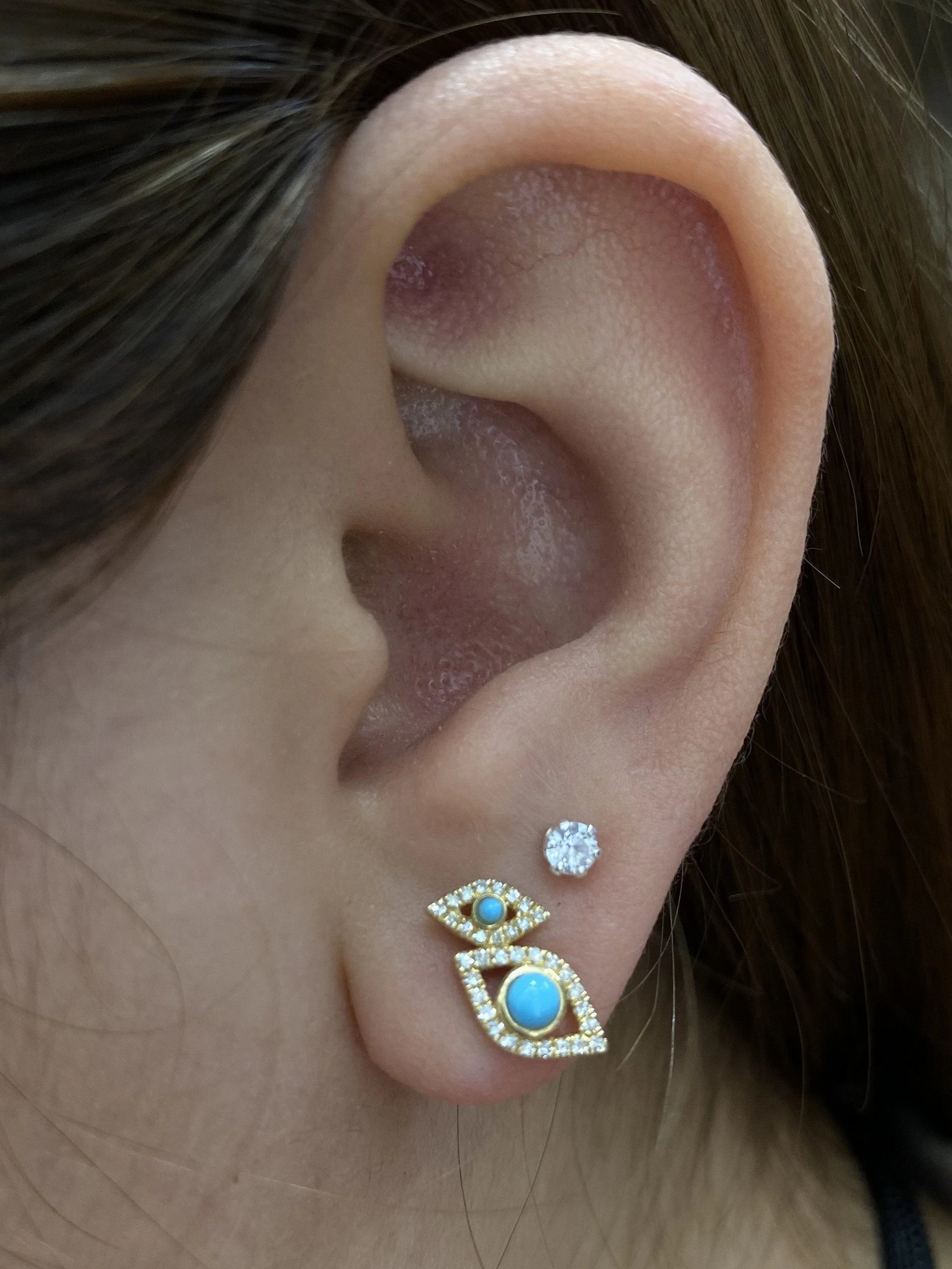 Diamond & Turquoise Eye Studs
