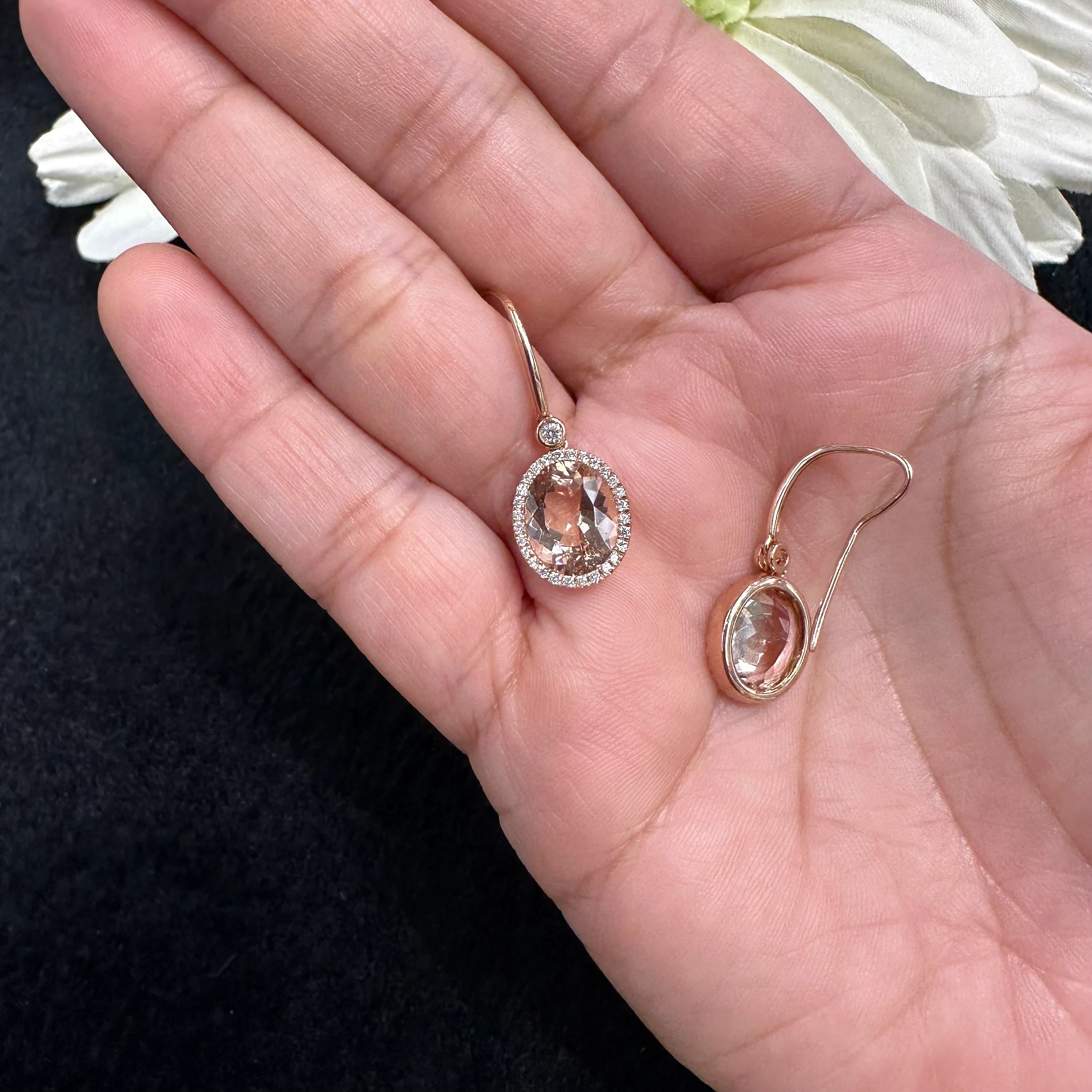 Diamond Morganite Earrings