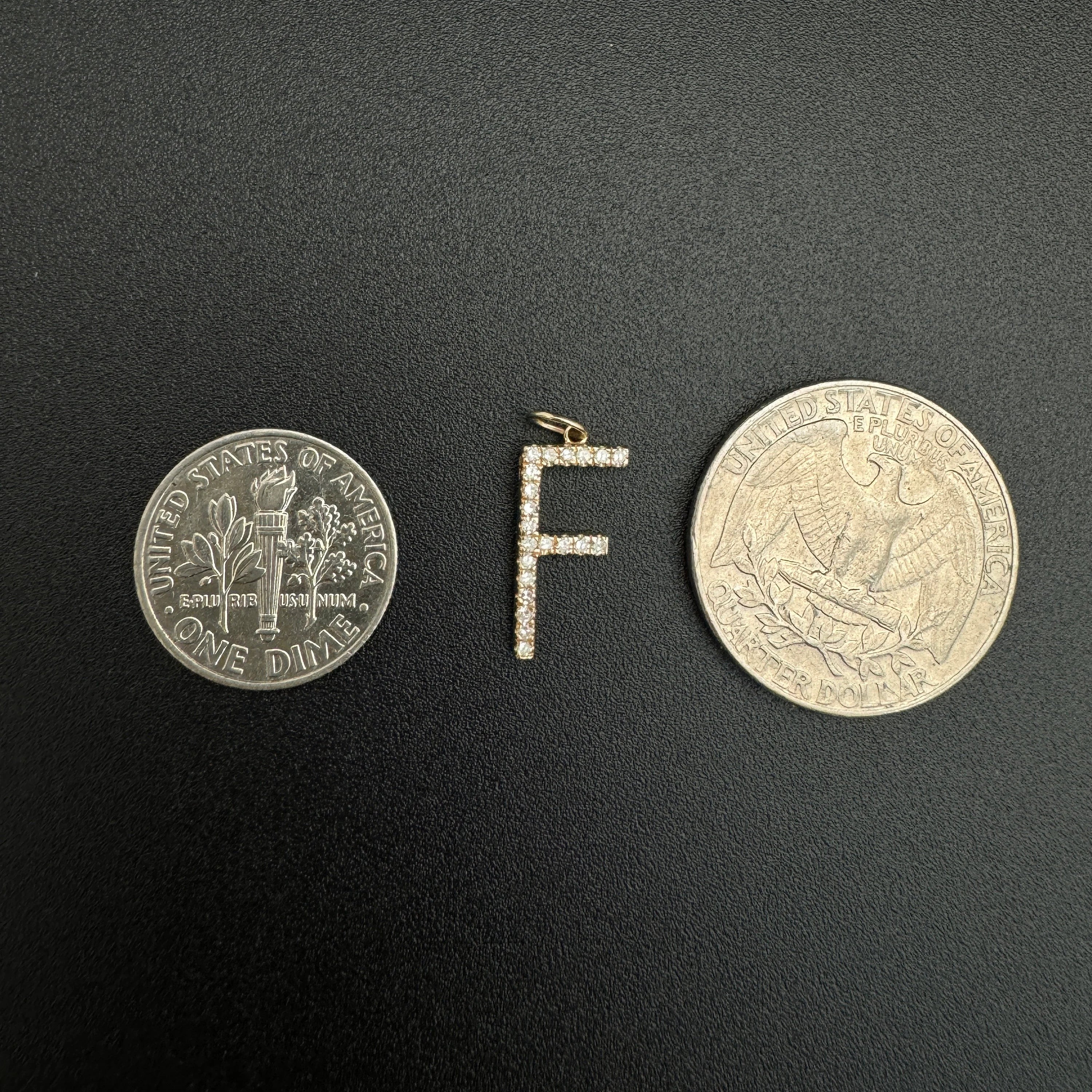 Diamond Initial pendant 15mm letter F