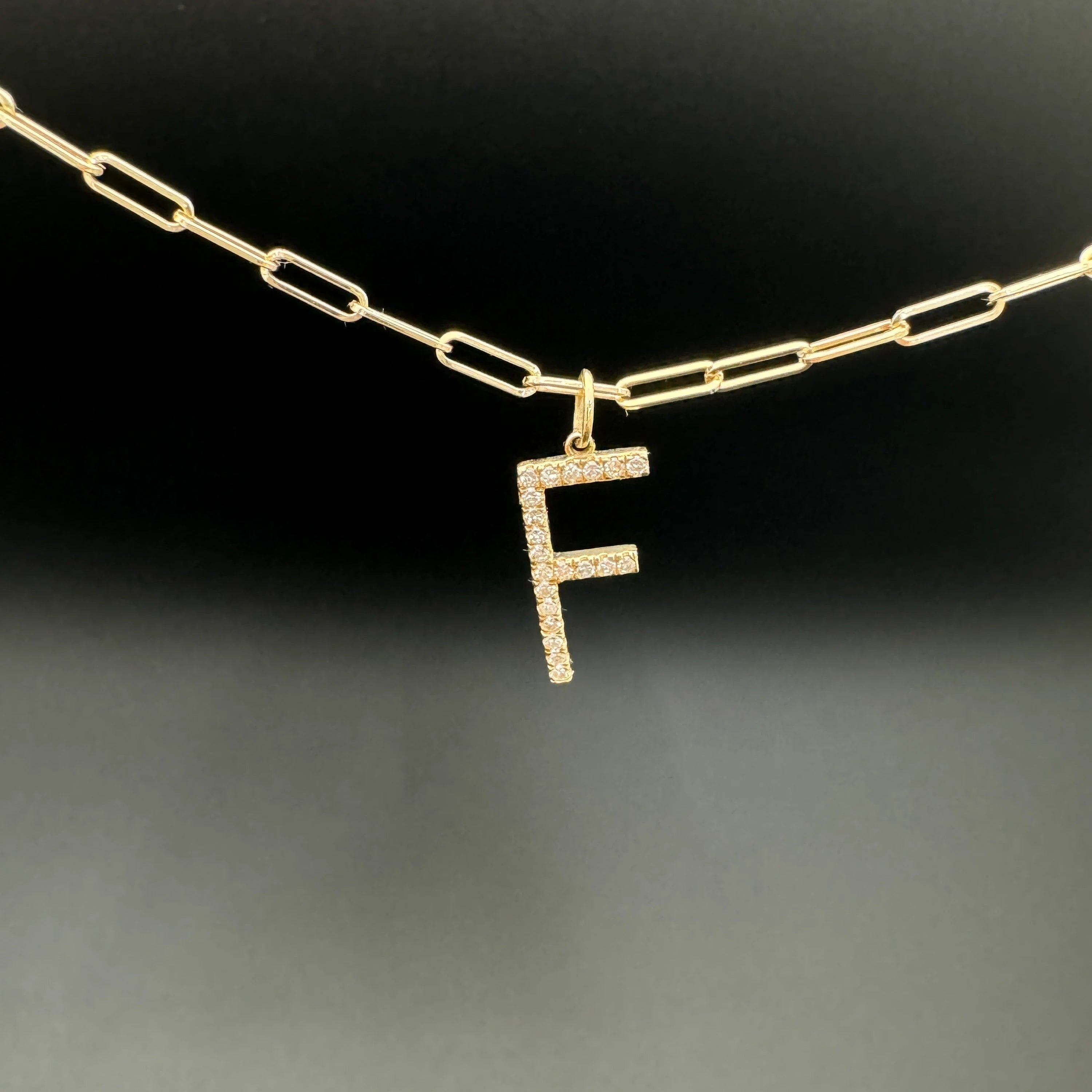 Diamond Initial pendant 15mm letter F