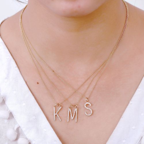 Diamond Initial pendant 15mm letter K