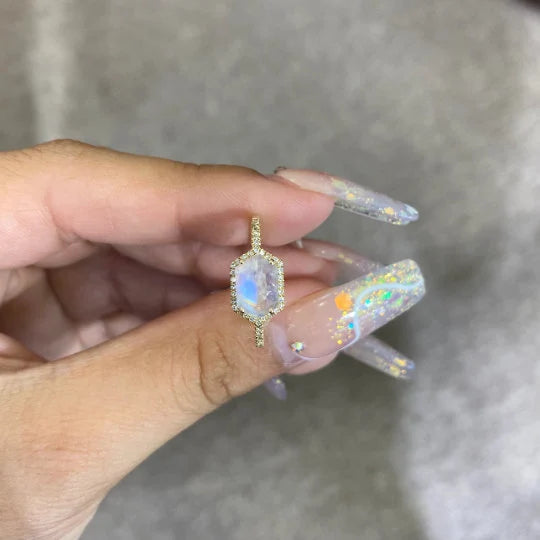 Diamond Labradorite Ring-6