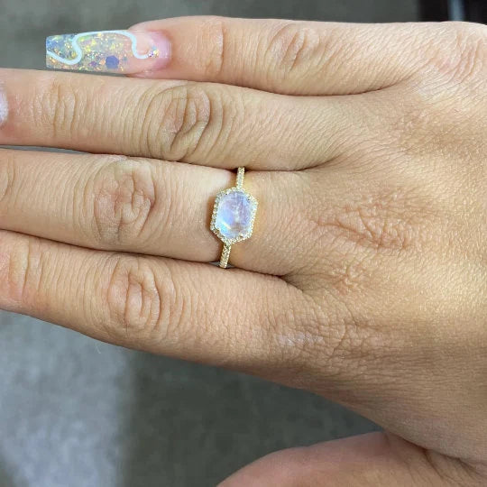 Diamond Labradorite Ring-6