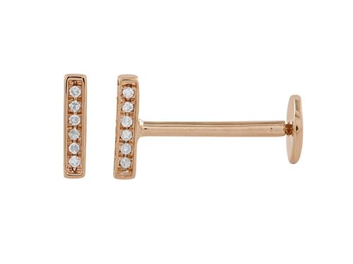 3D Diamond Bar Ear Studs