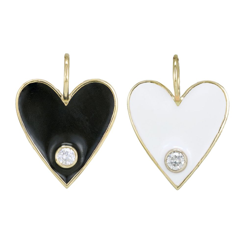 Diamond Studded Enamel Heart Pendant