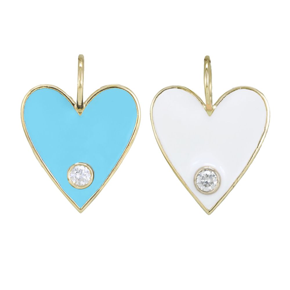 Diamond Studded Enamel Heart Pendant