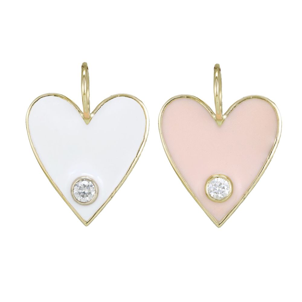 Diamond Studded Enamel Heart Pendant