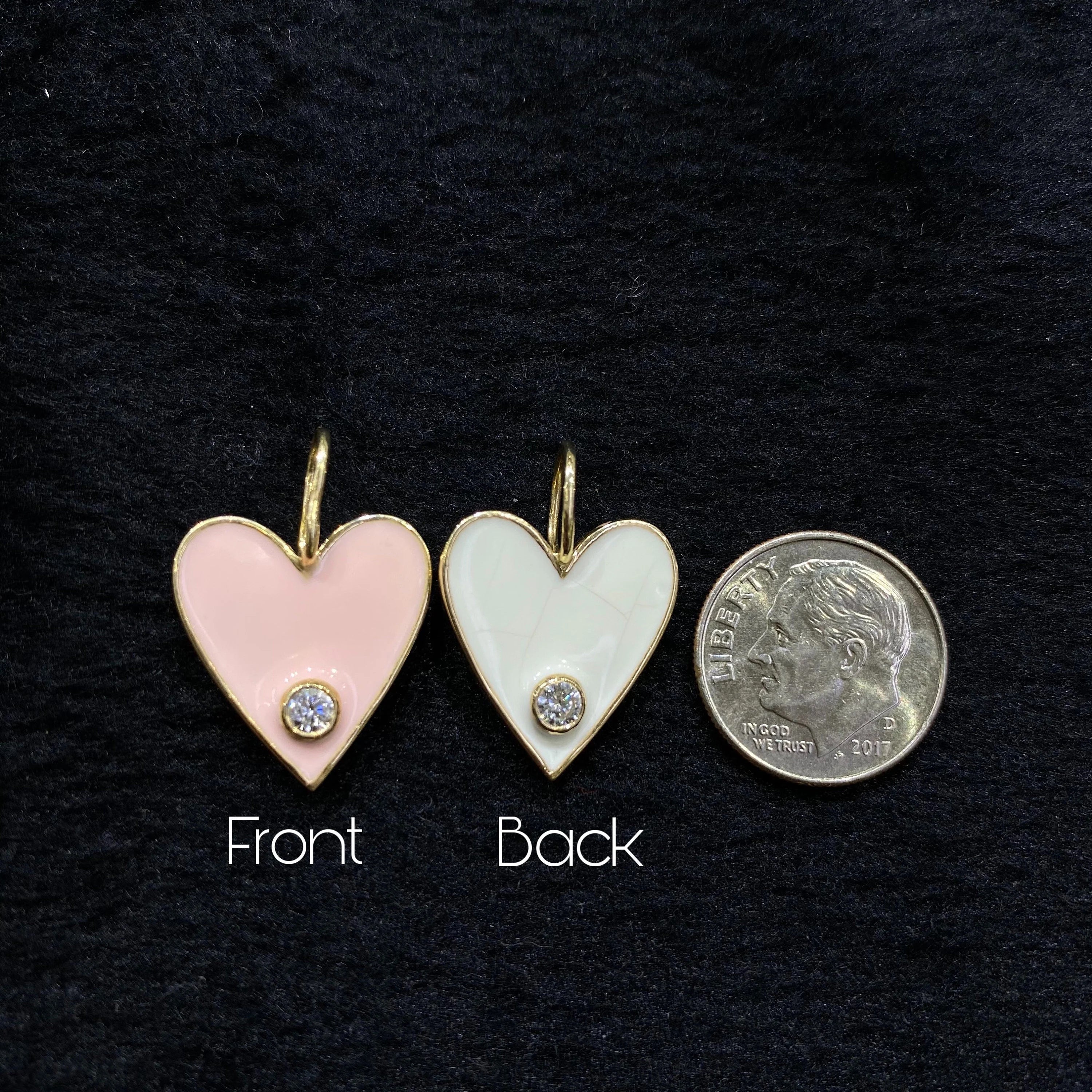 Diamond Studded Enamel Heart Pendant