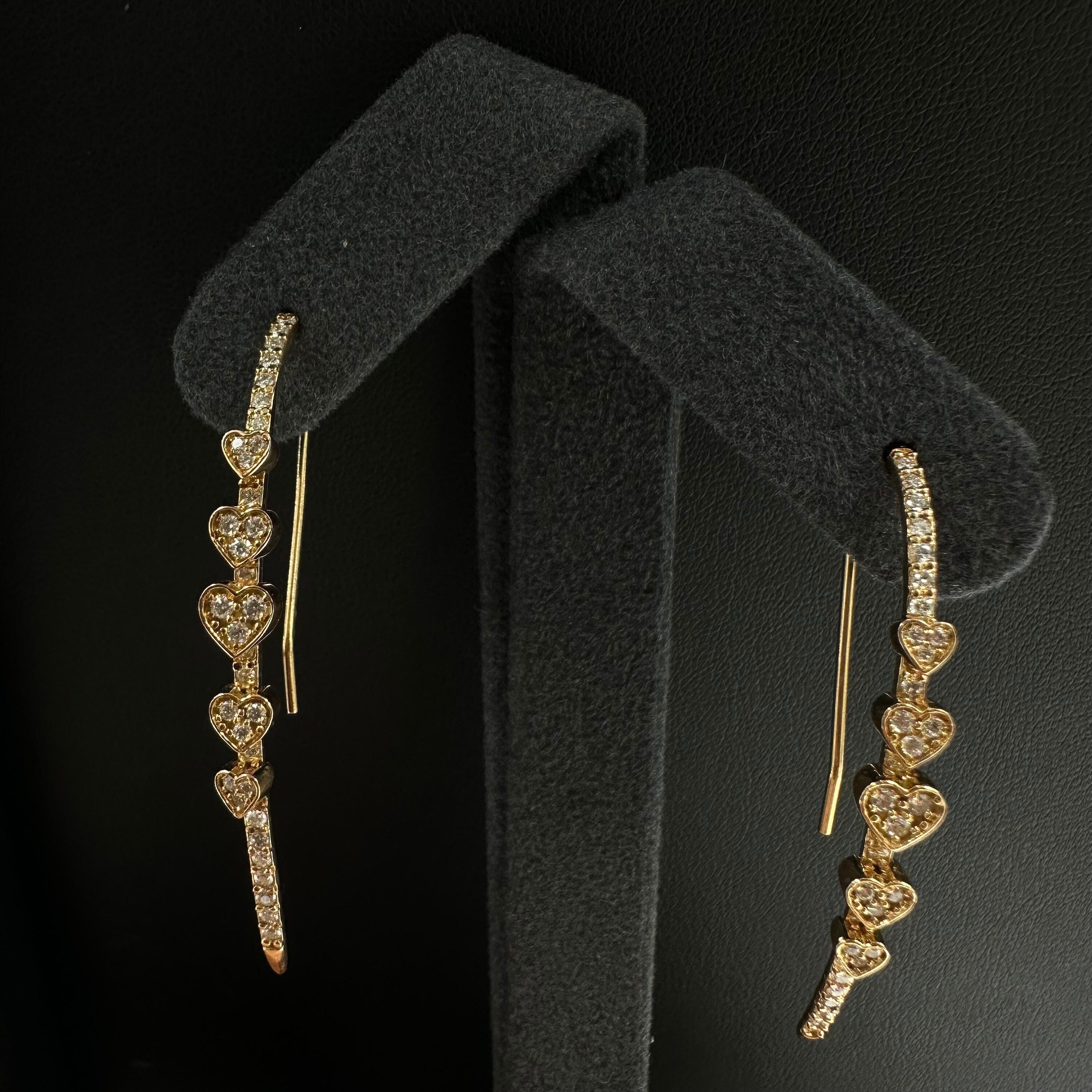 Diamond Heart Ear Wire Earrings