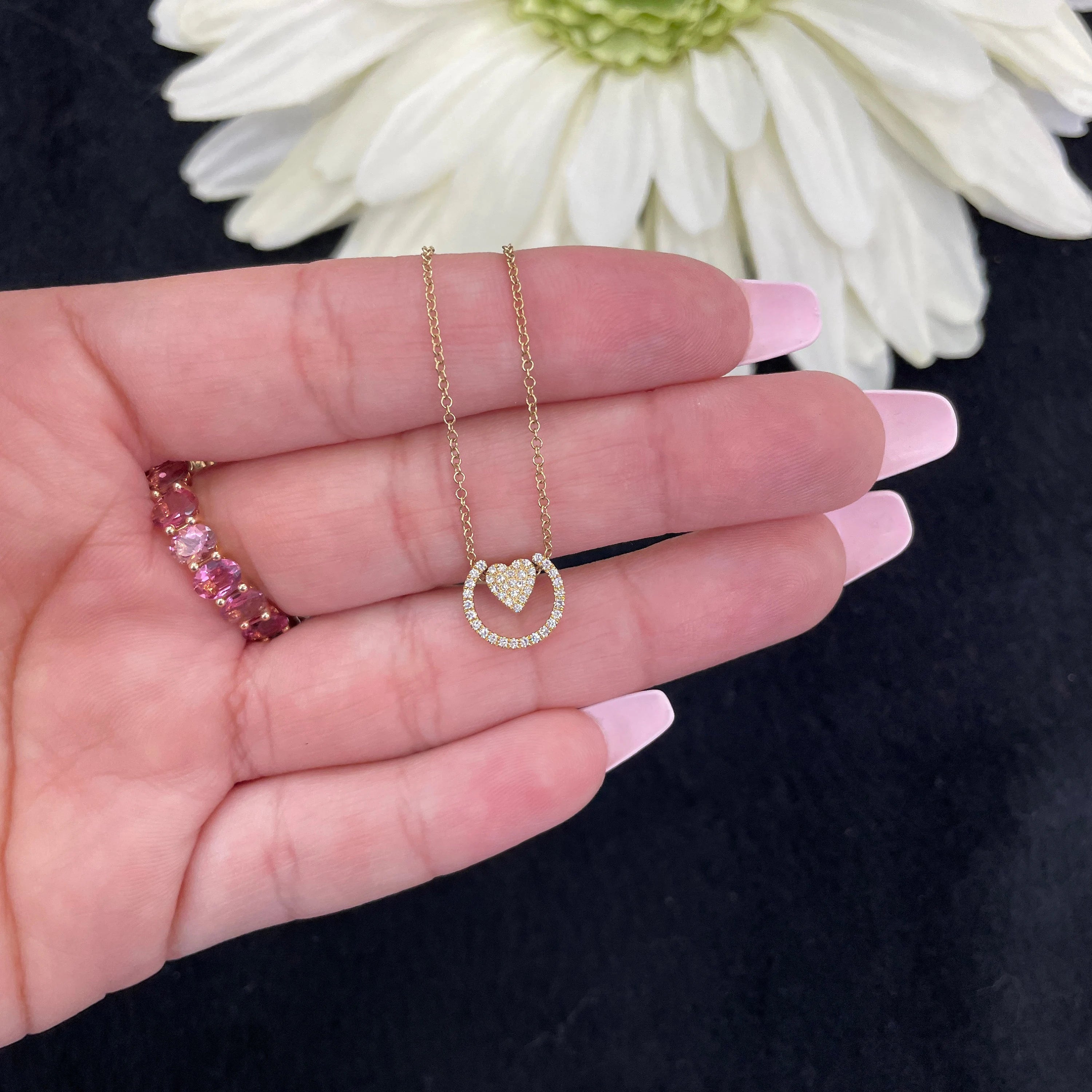 Diamond Ringed Heart Chain
