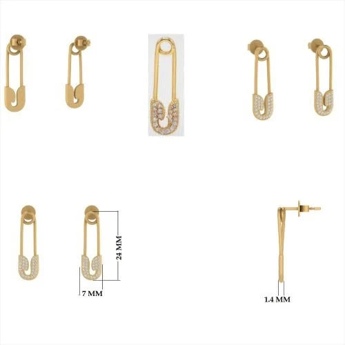 Diamond Safety Pin Earrings