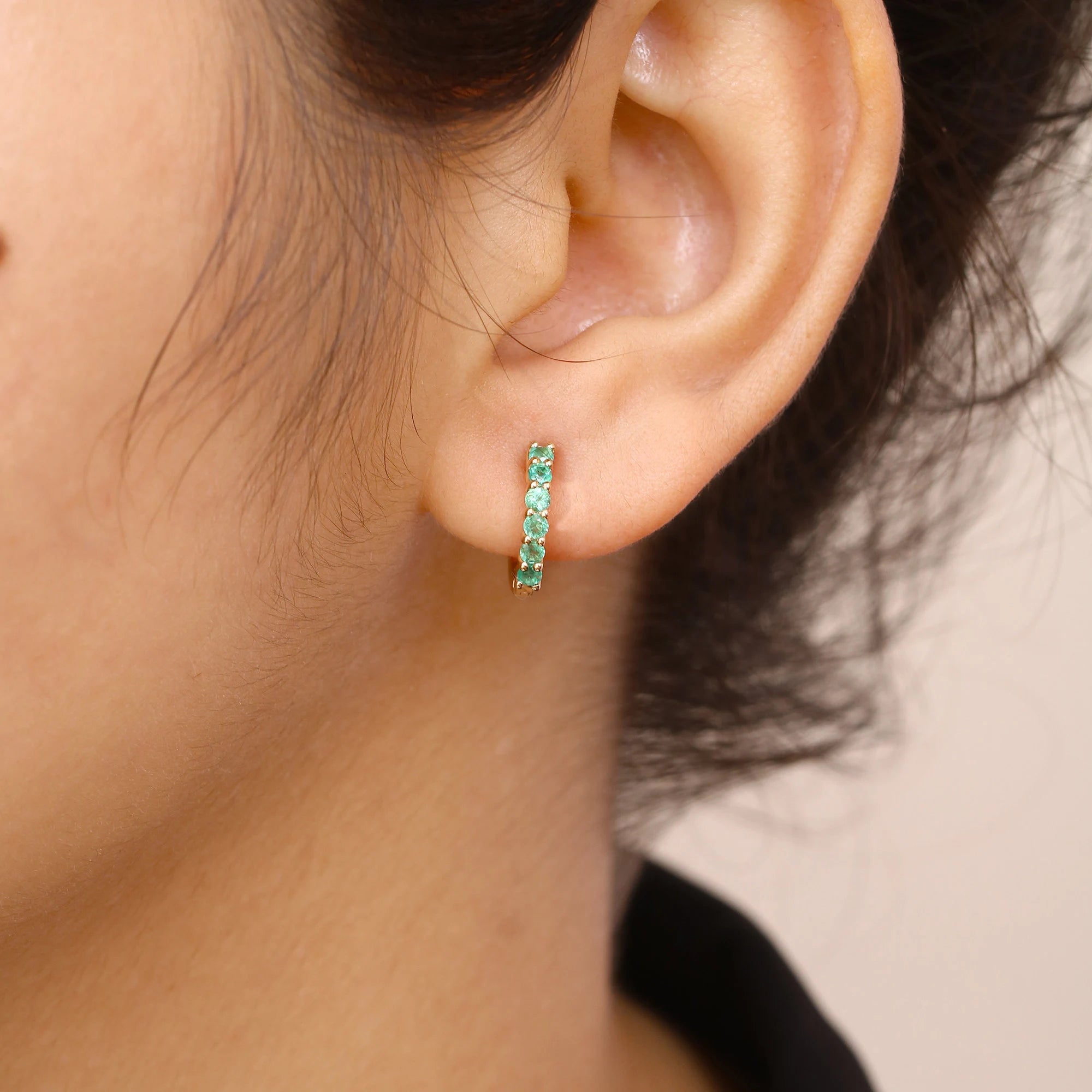 Black Spinel Huggie Studs