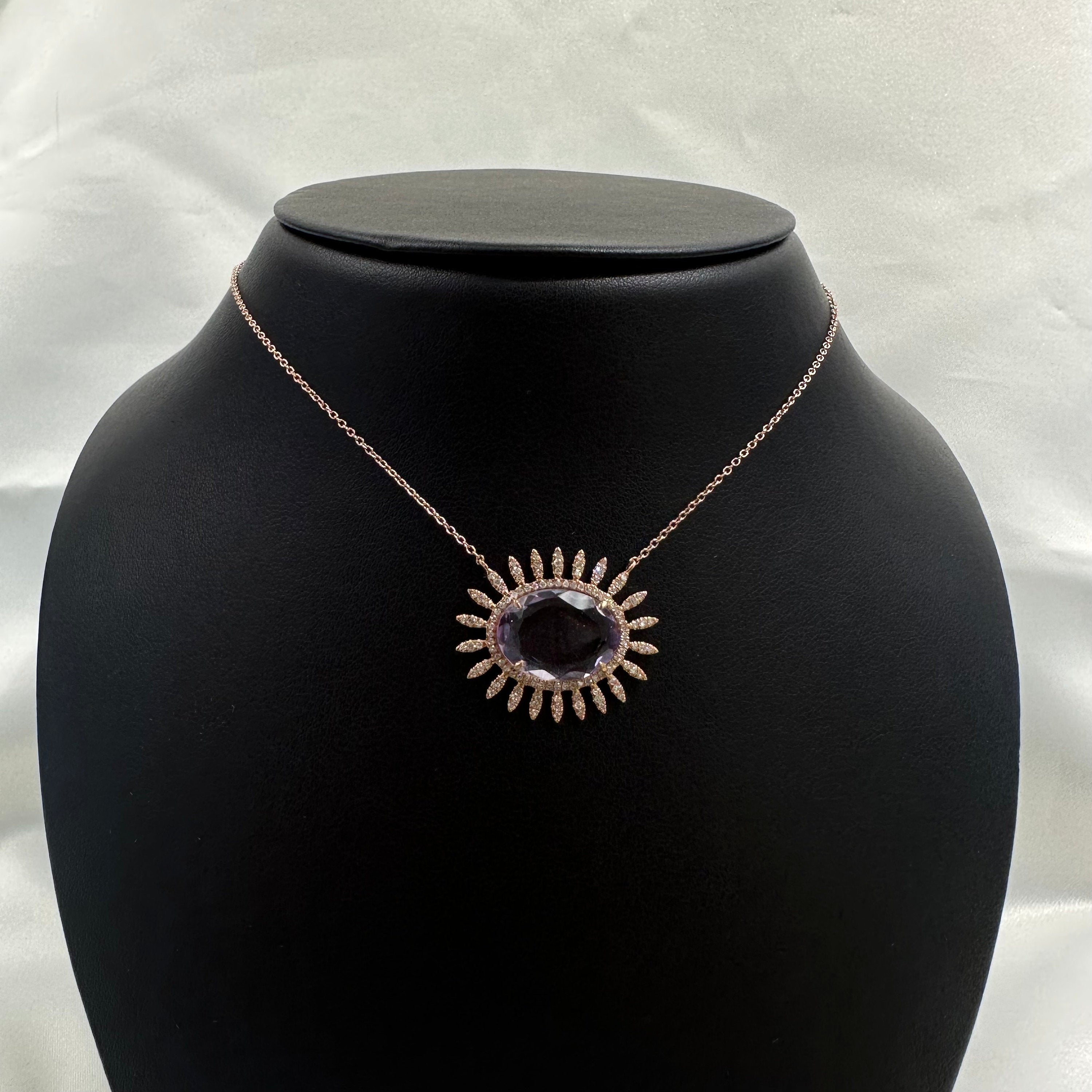 Diamond Pink Amethyst Necklace