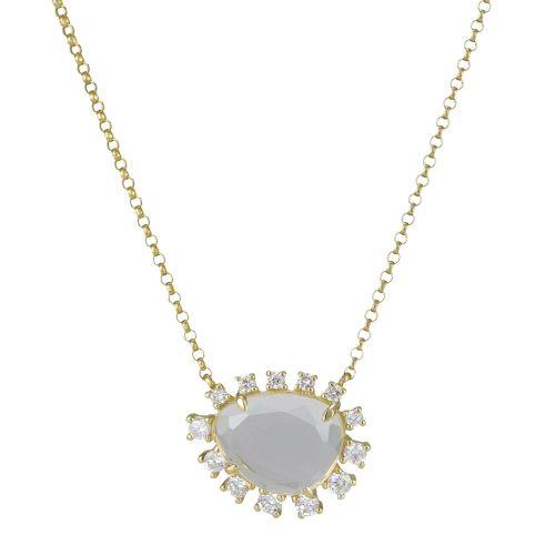 14K Yellow Gold Diamond White Topaz Necklace