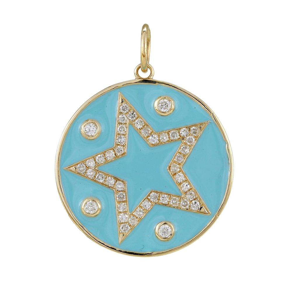 Diamond Star Pendant in Turquoise Enamel