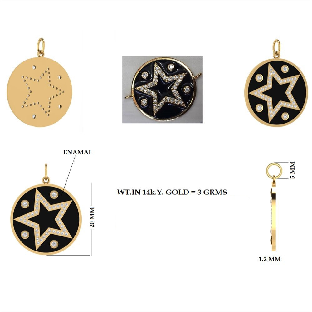 Diamond Star Pendant in White Enamel