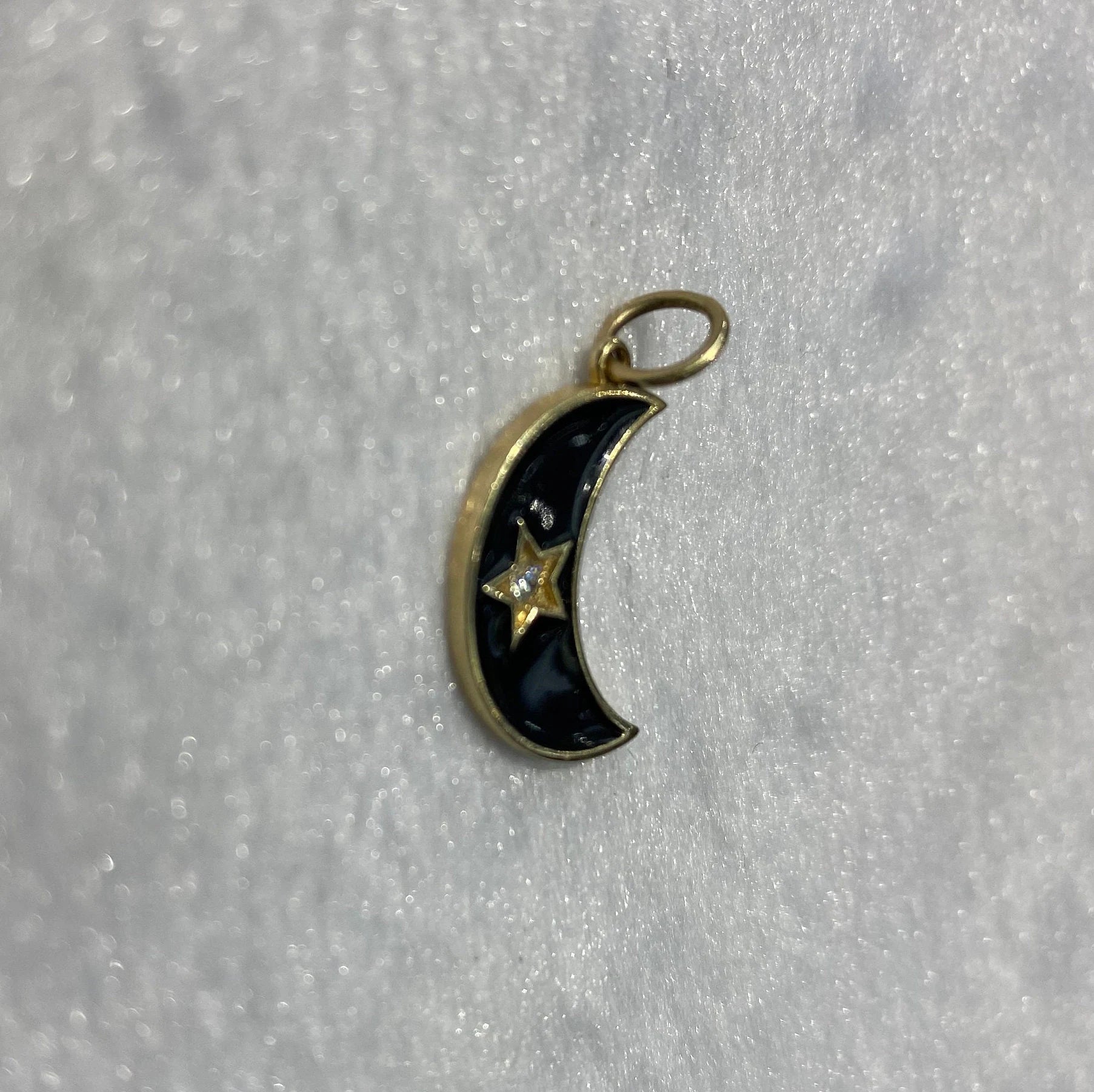Crescent Moon White Enamel Pendant