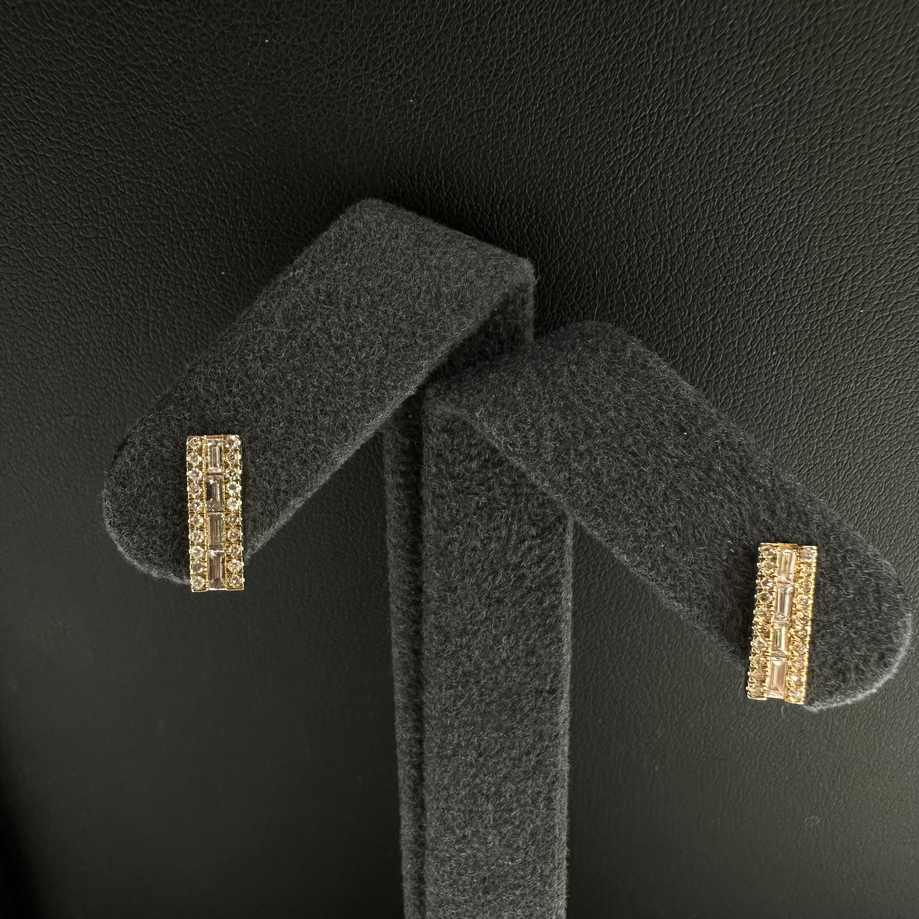 Baguette Diamond Bar Studs