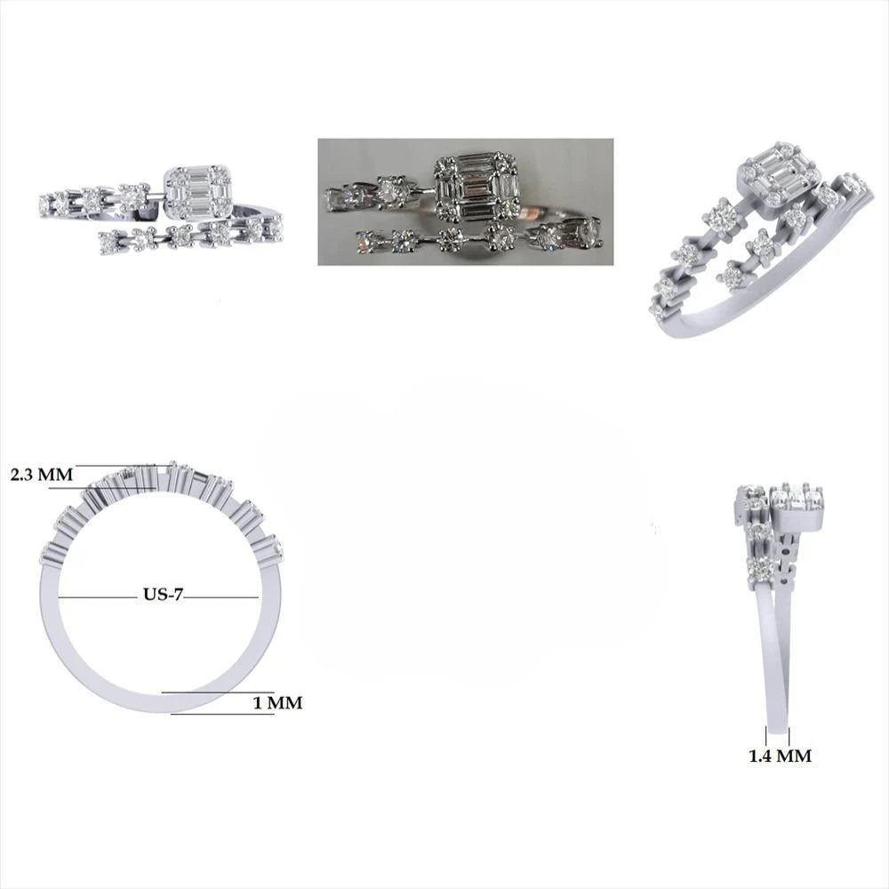 Baguette Diamond Open Ring