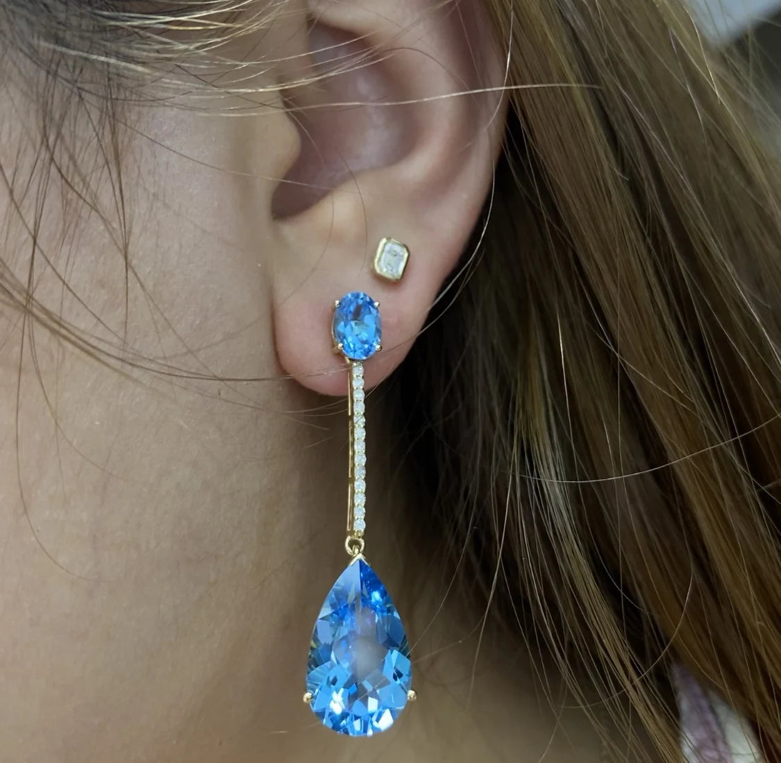 Blue Topaz Dangle Earrings