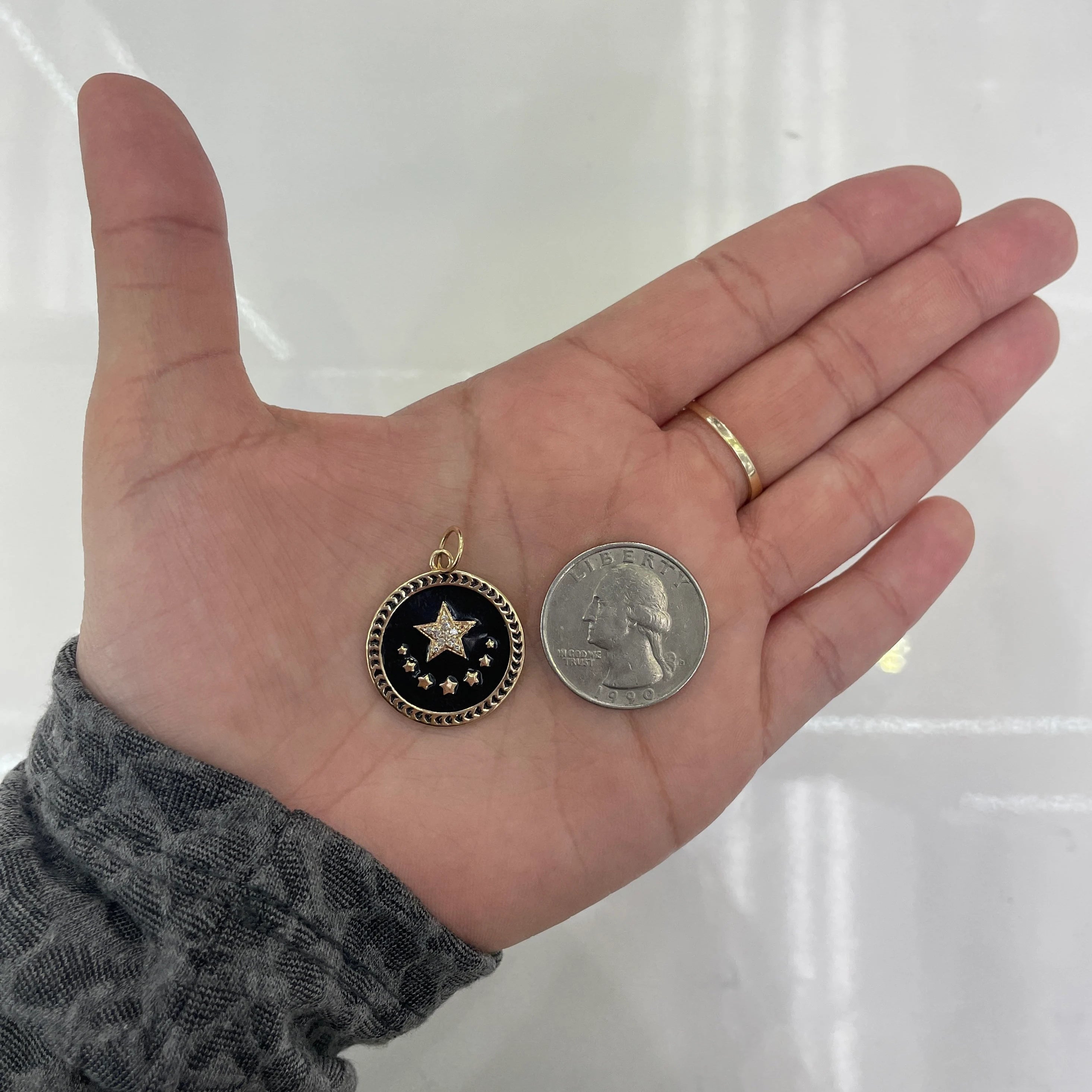 Black Enamel Star Pendant