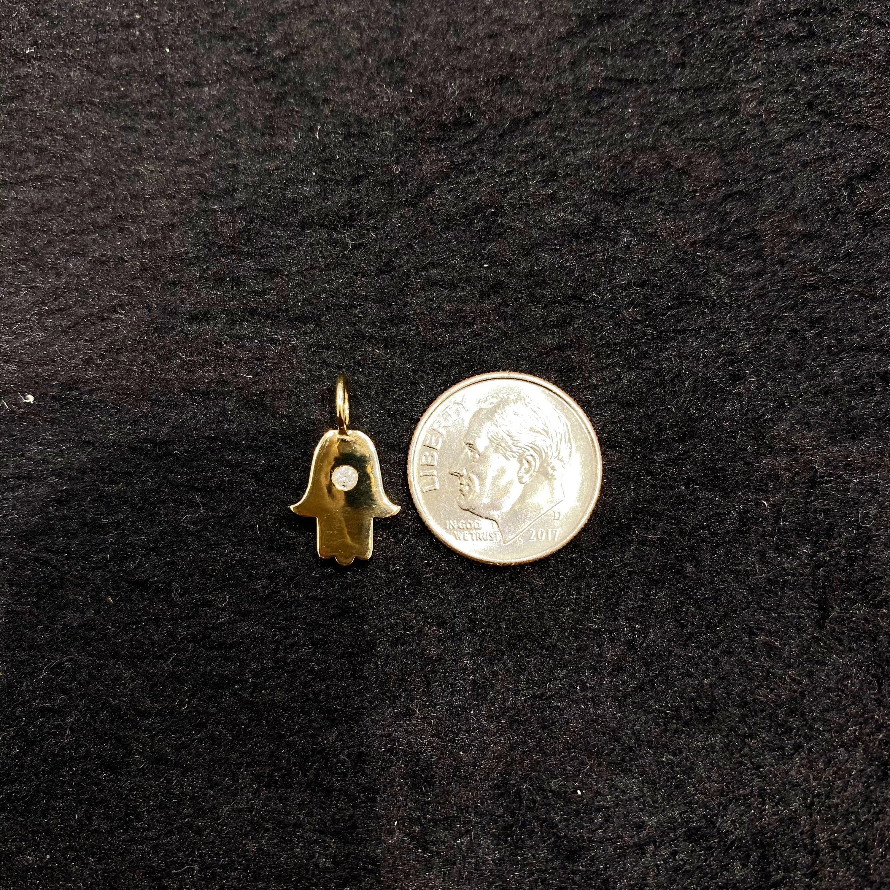 Diamond Hamsa Charm 13.20x10.50mm