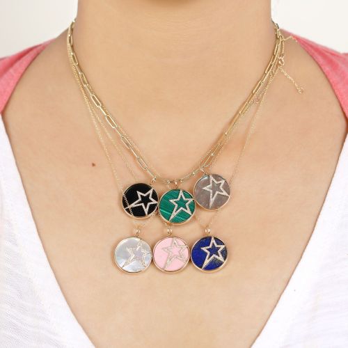 Diamond & Labradorite Star Pendant 20mm