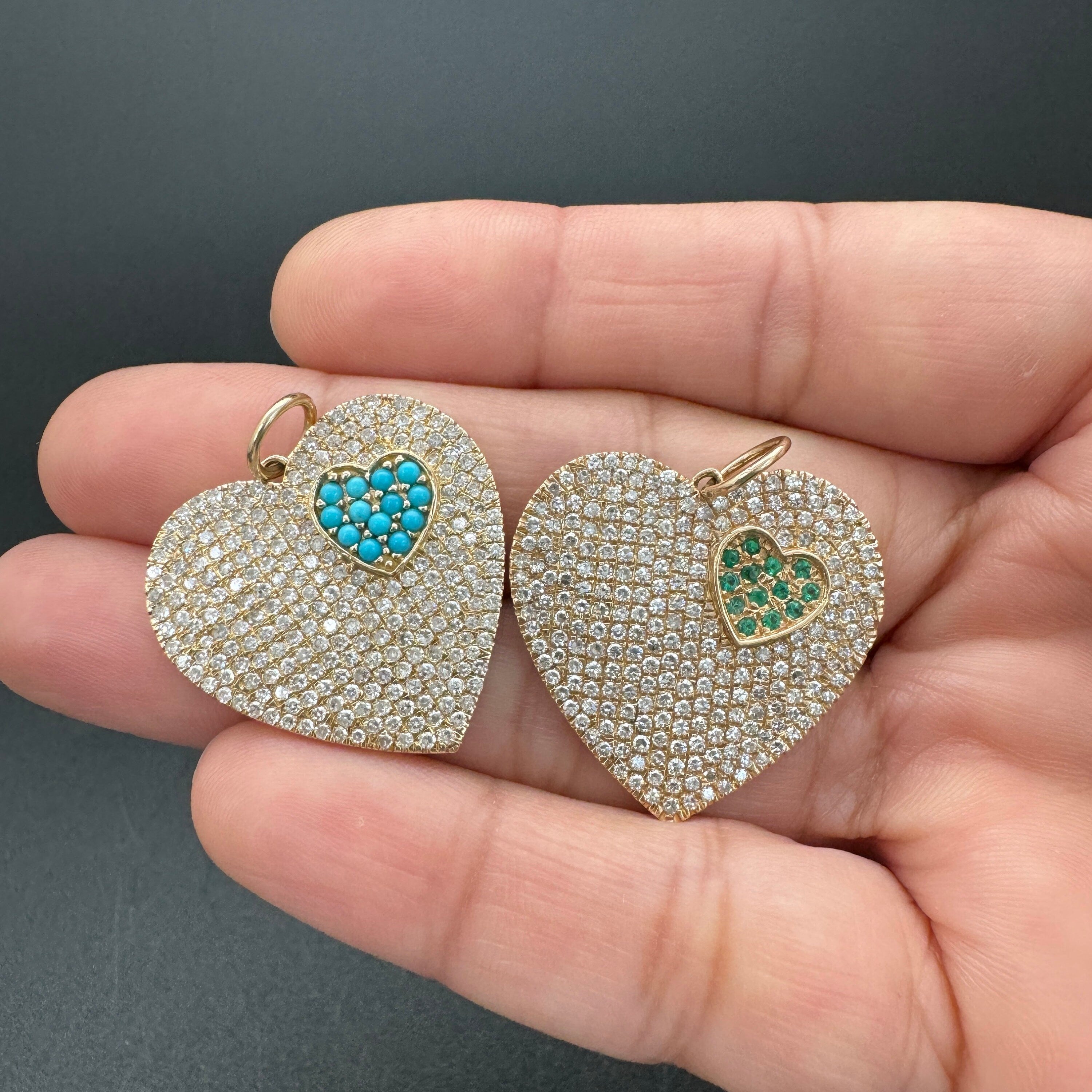 Blue Sapphire Heart in Heart Pendant