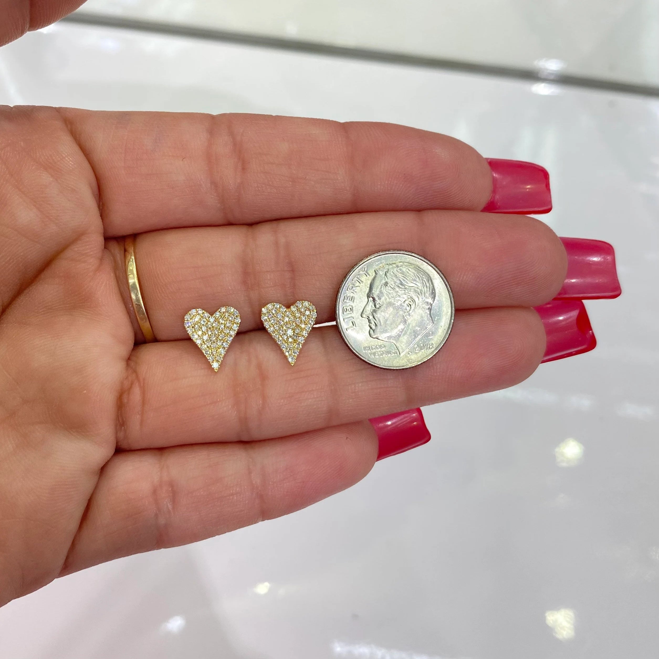 Diamond Heart Stud Earrings