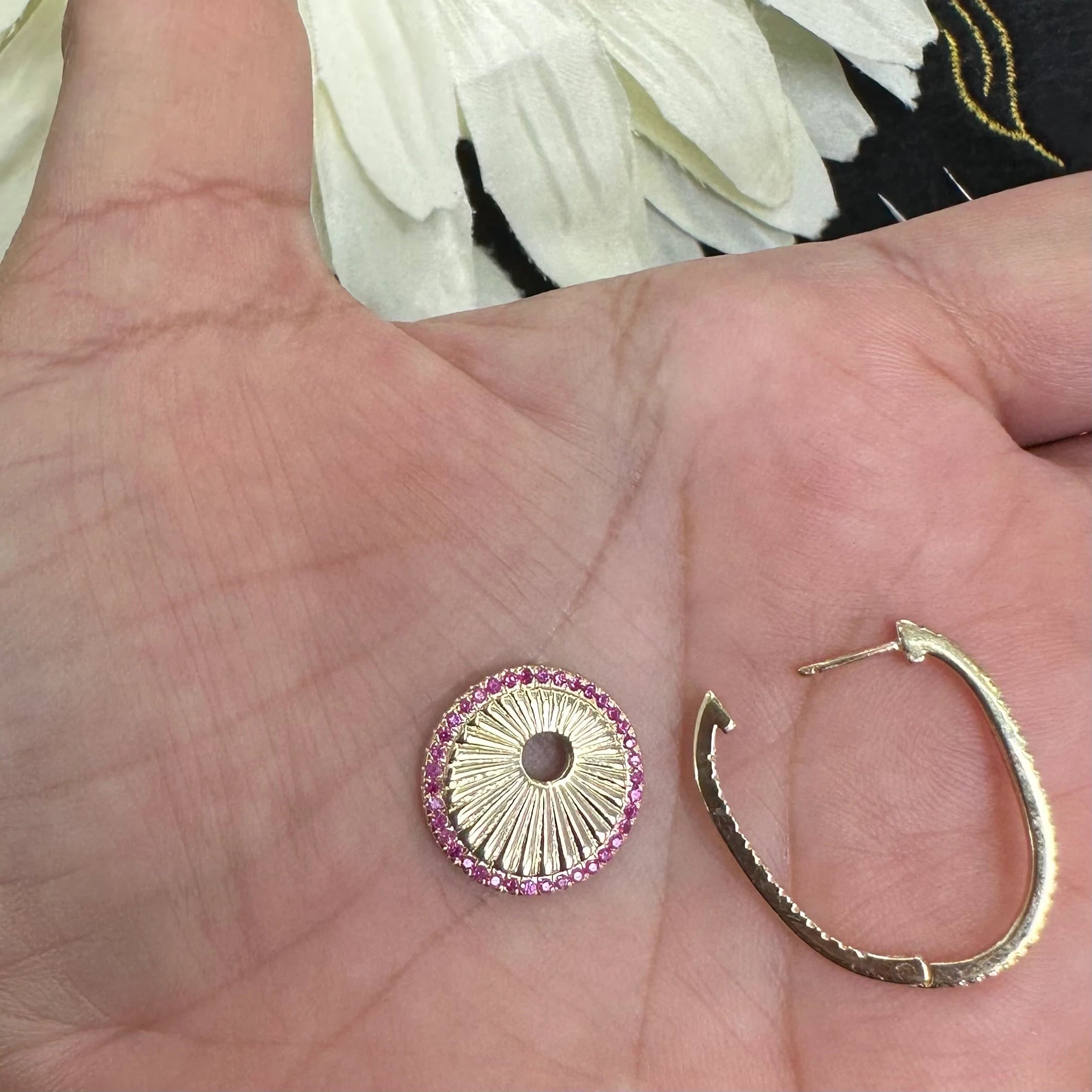 Blue Sapphire Disk Hoops Earring