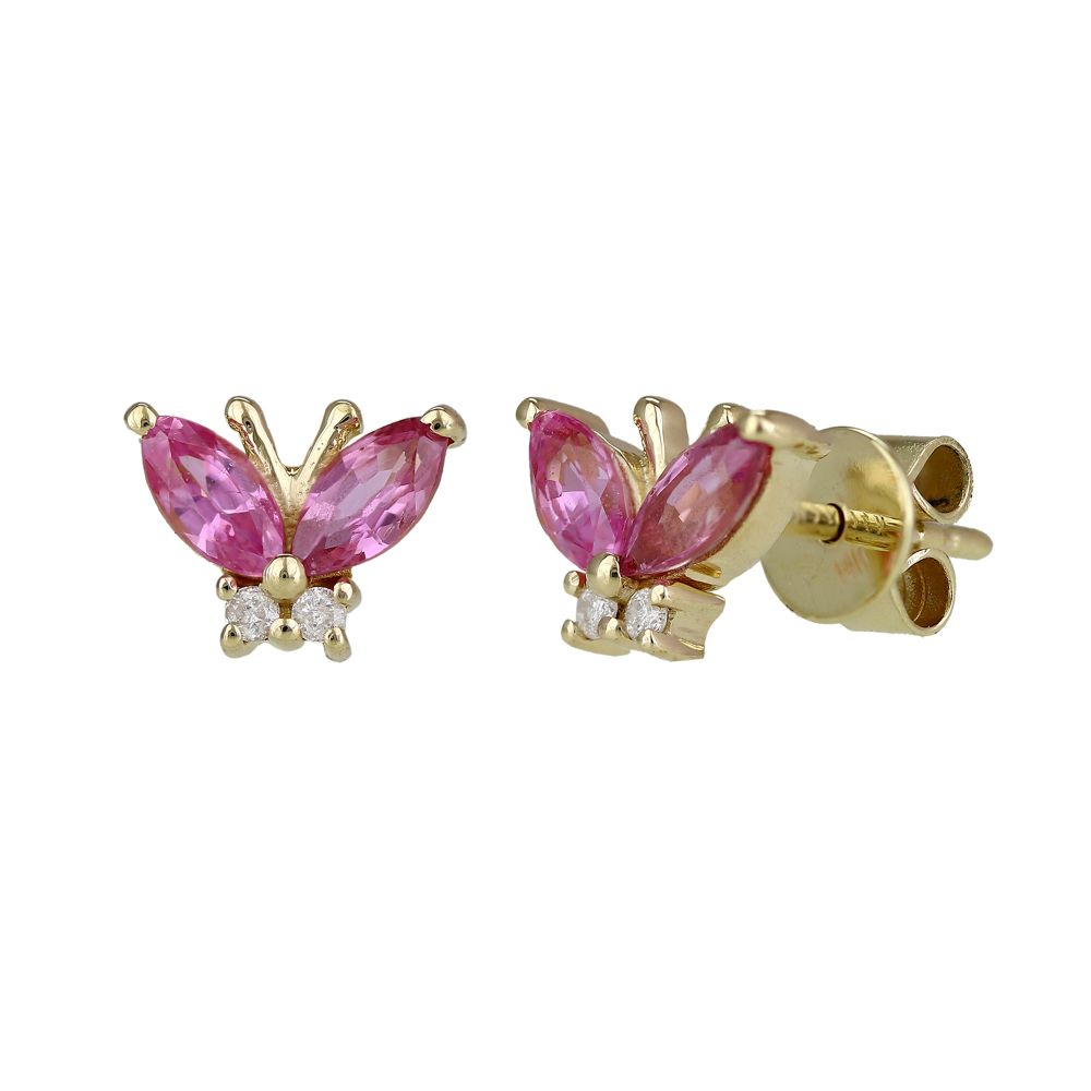 Diamond Pink Sapphire butterfly Earring 8x6.60mm