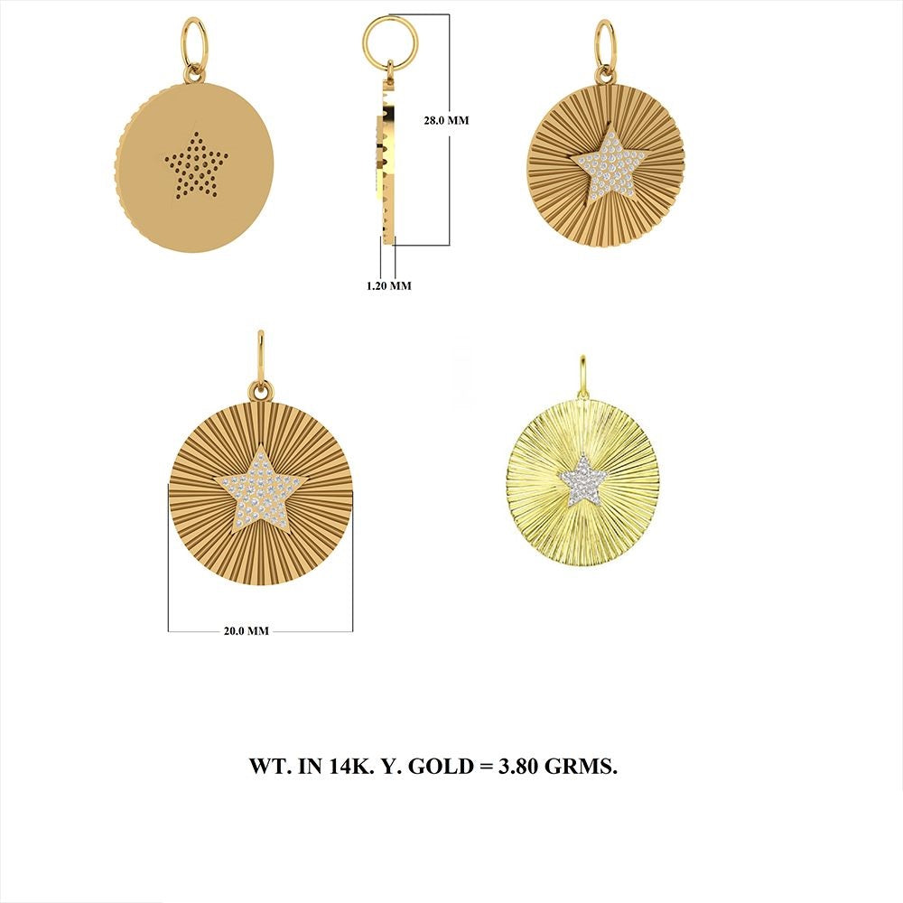 Diamond Oval Star Rays Pendant 30mm