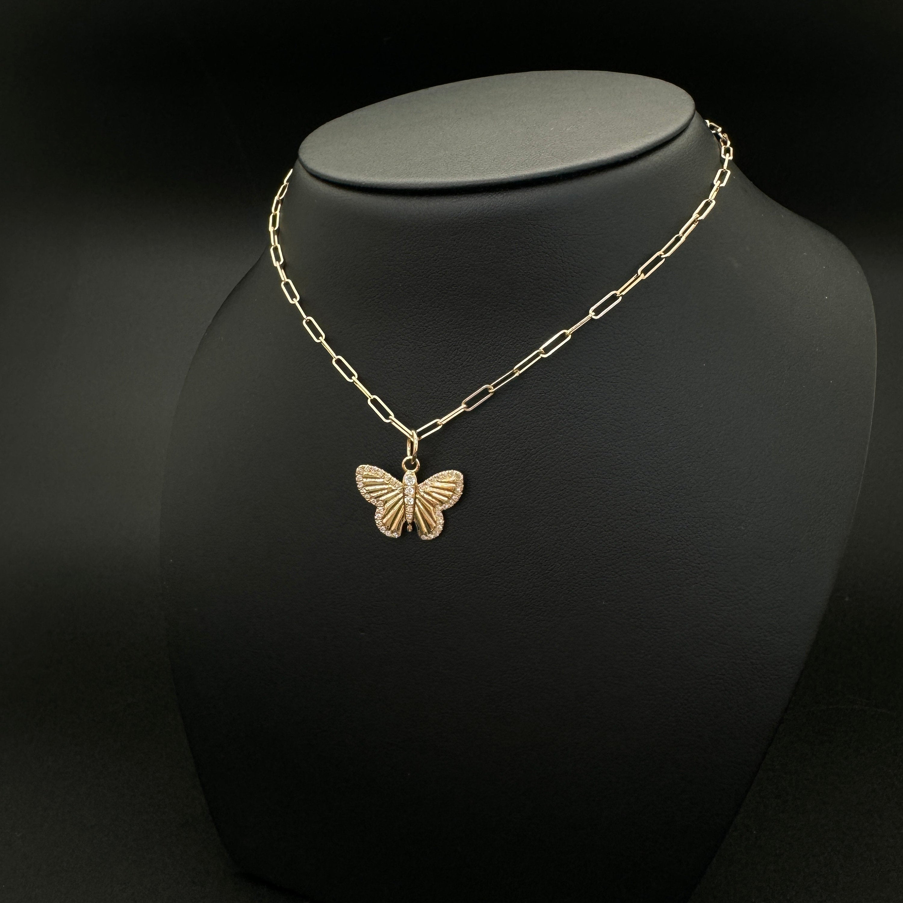 Diamond Butterfly Pendant 13x19mm