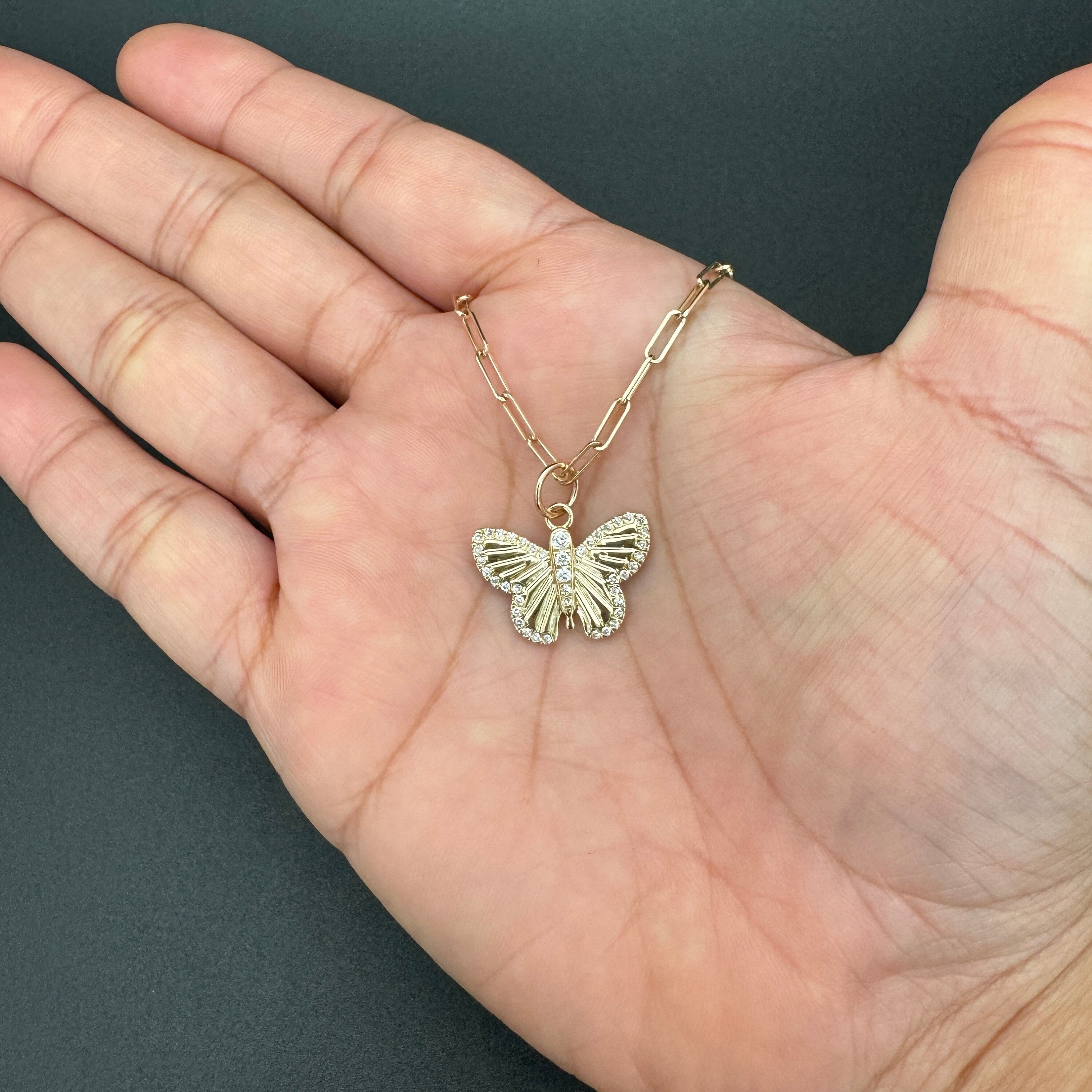 Diamond Butterfly Pendant 13x19mm