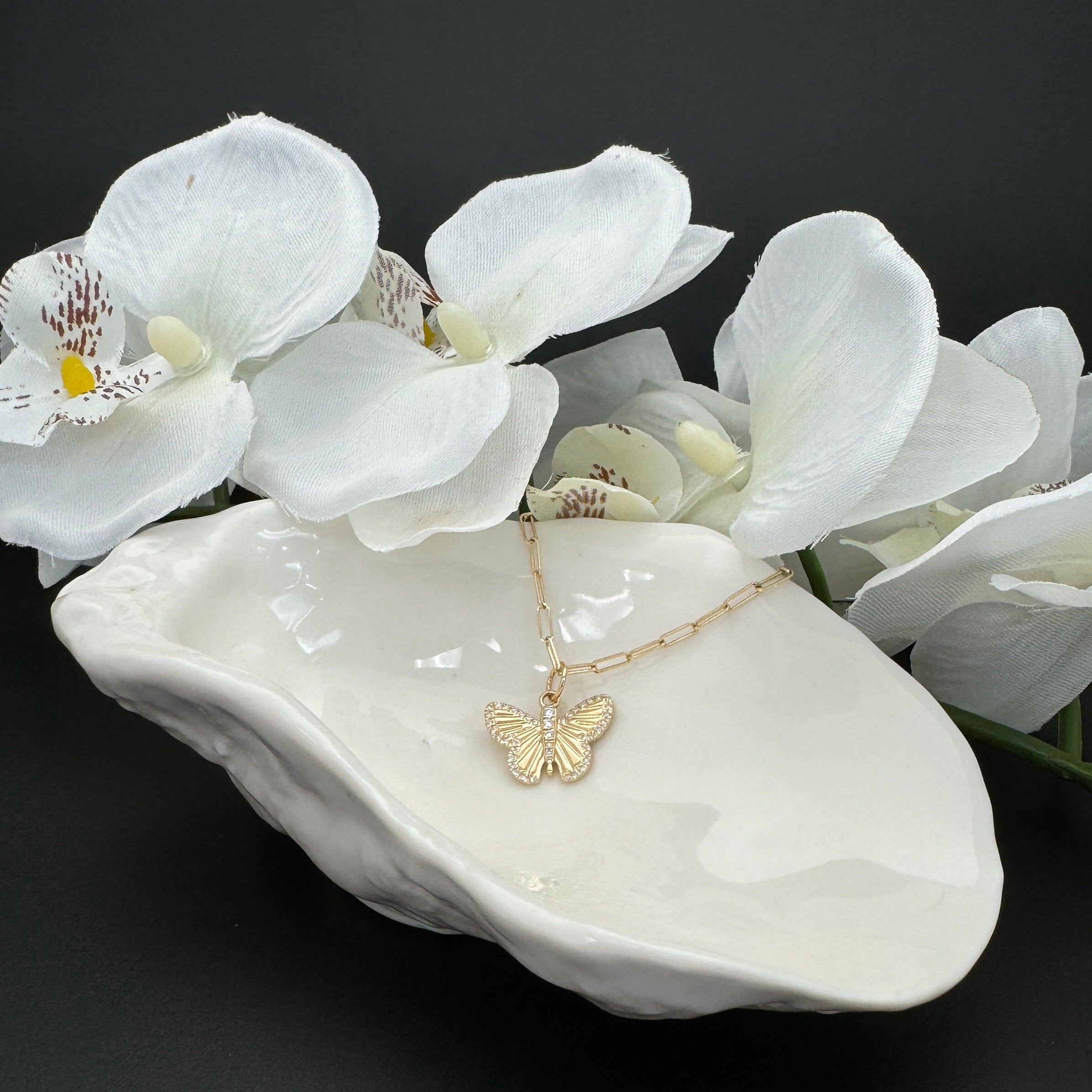Diamond Butterfly Pendant 13x19mm