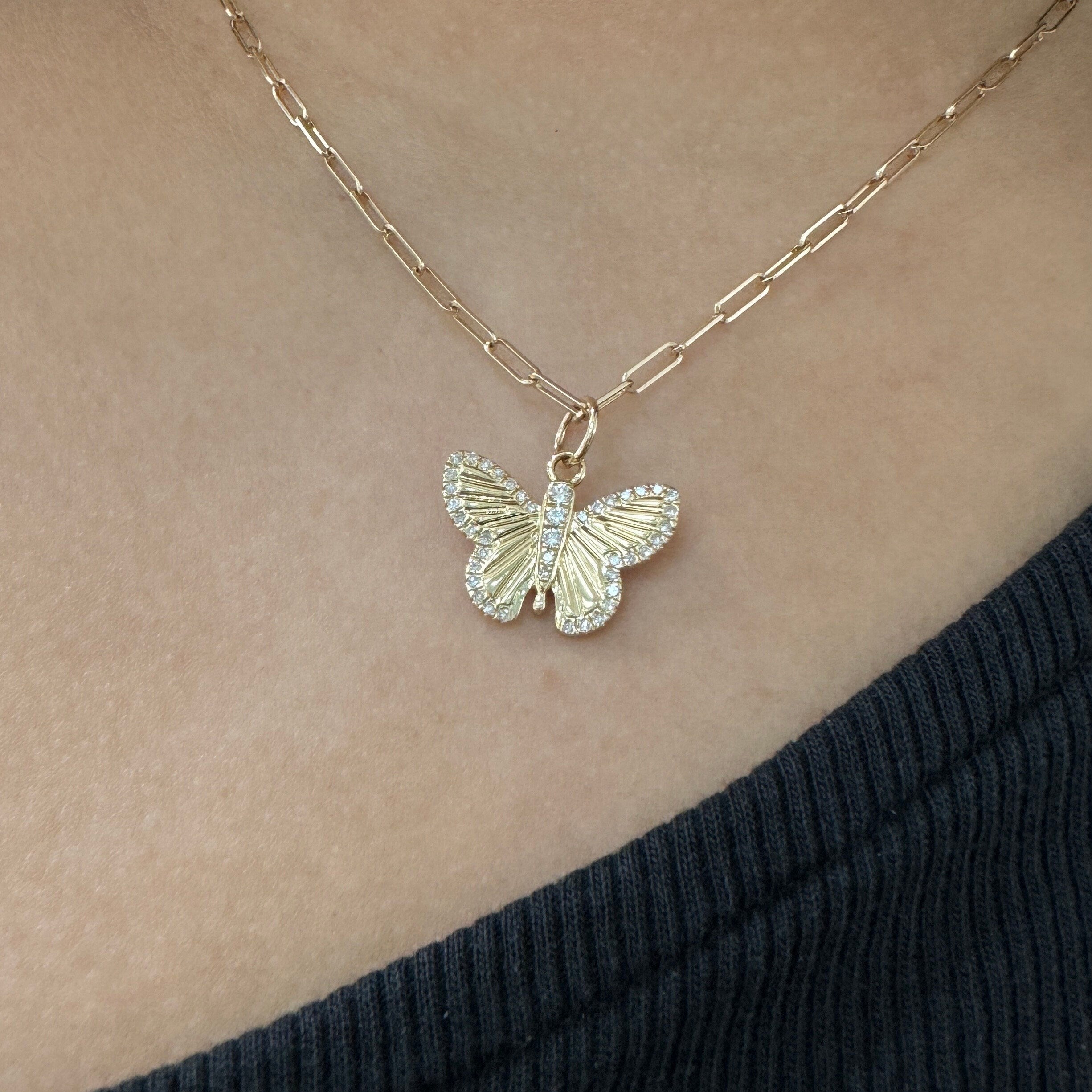 Diamond Butterfly Pendant 13x19mm