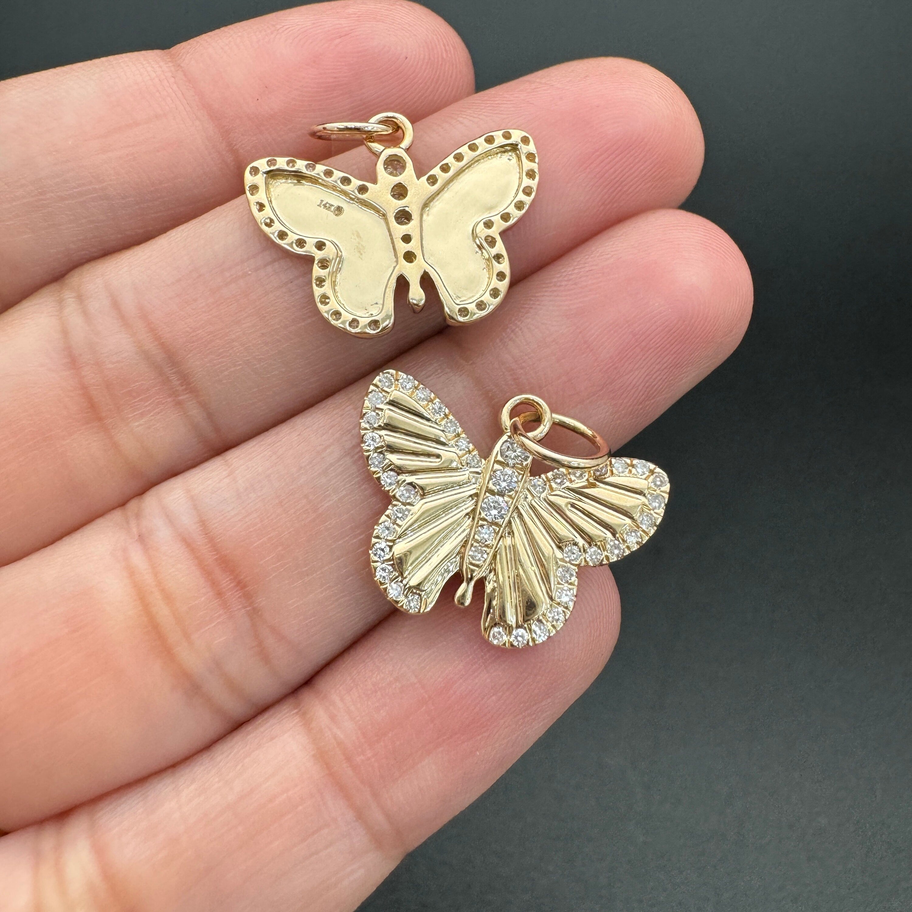 Diamond Butterfly Pendant 13x19mm