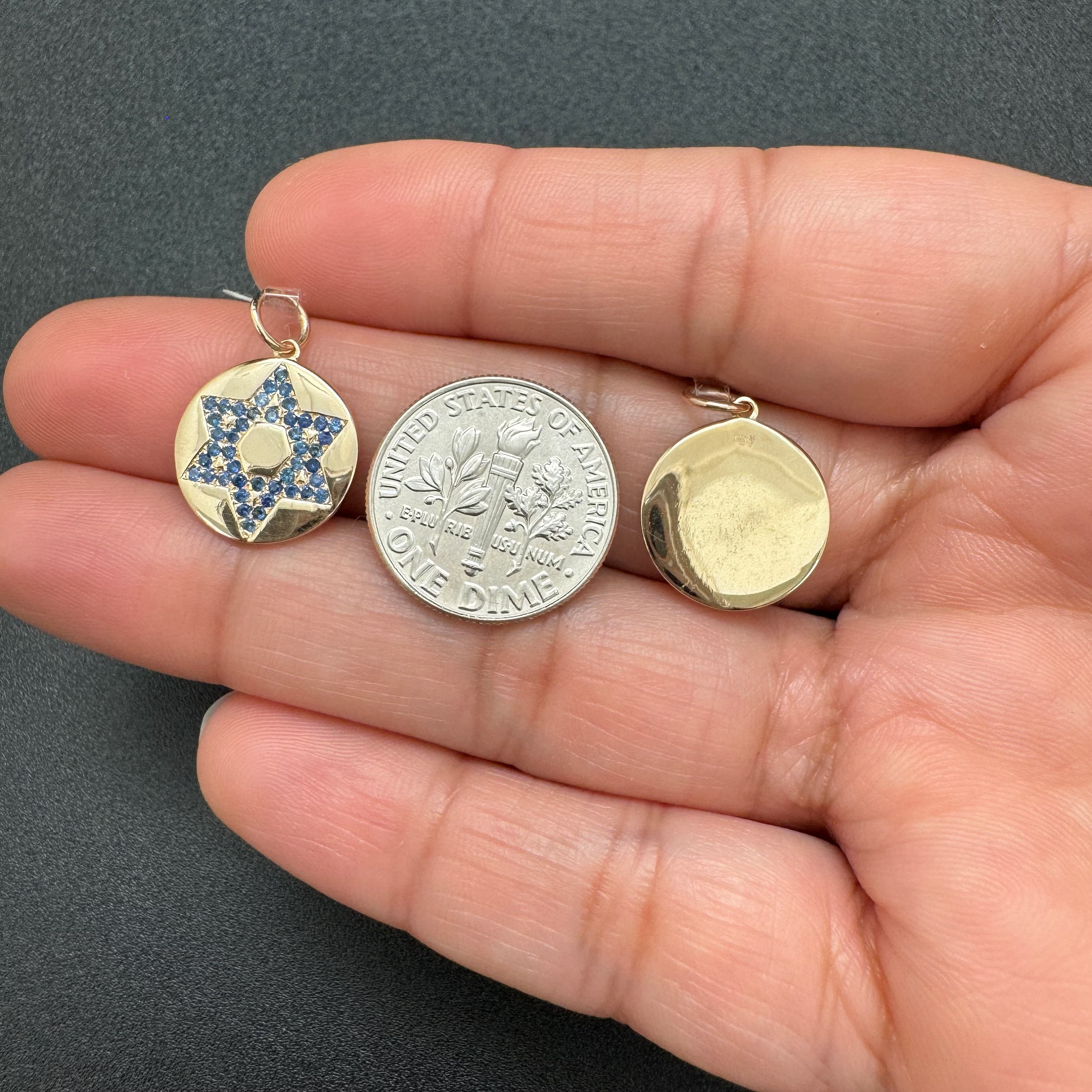 Blue Sapphire Star of David Charm 13mm