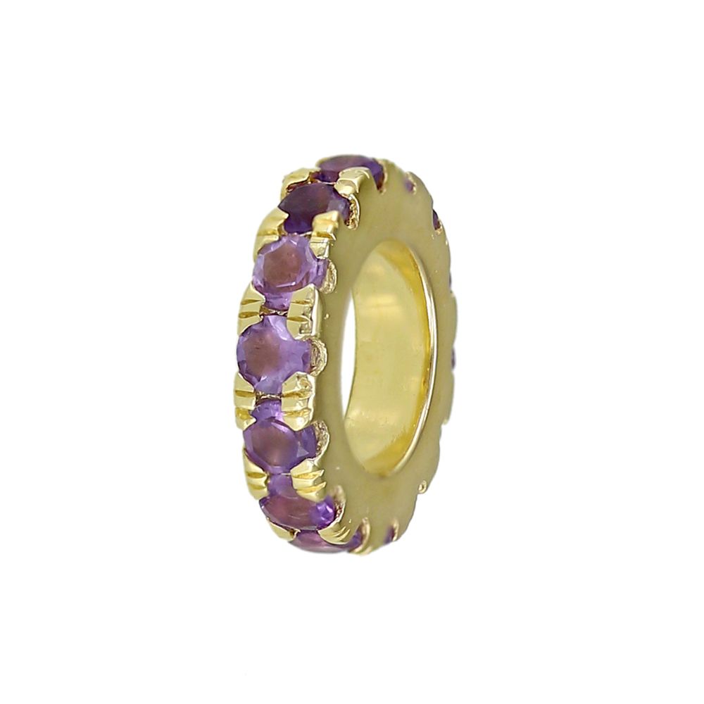 Roundel Spacer Bead Charm with Gemstone