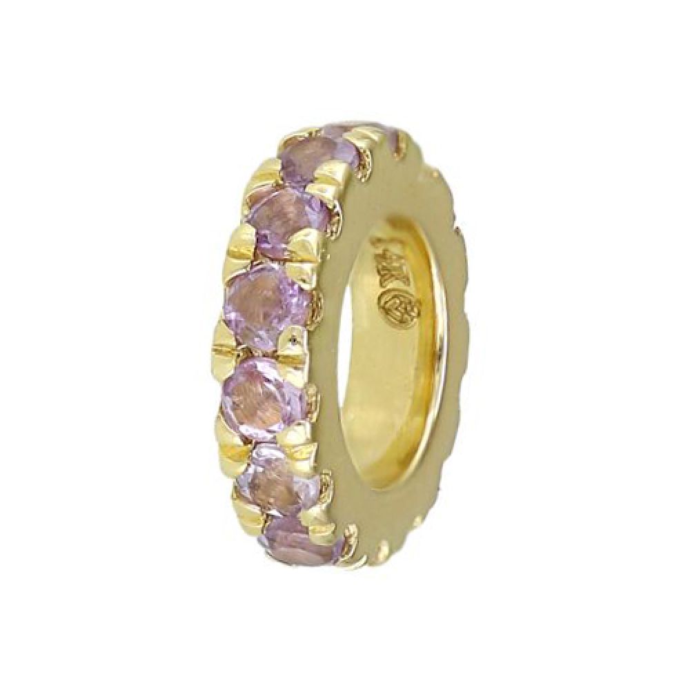 Roundel Spacer Bead Charm with Gemstone