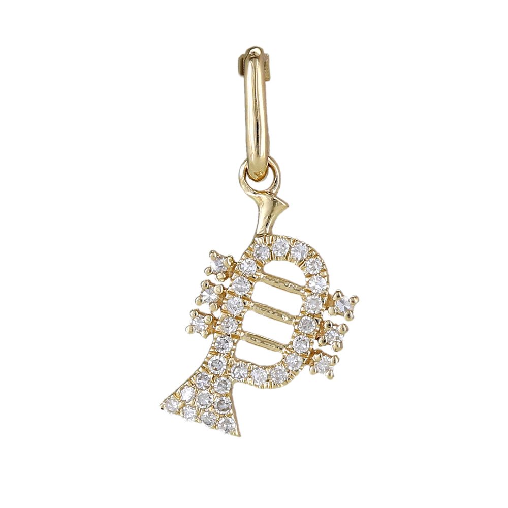 Diamond Trumpet Charm With Clasp 4x11mm