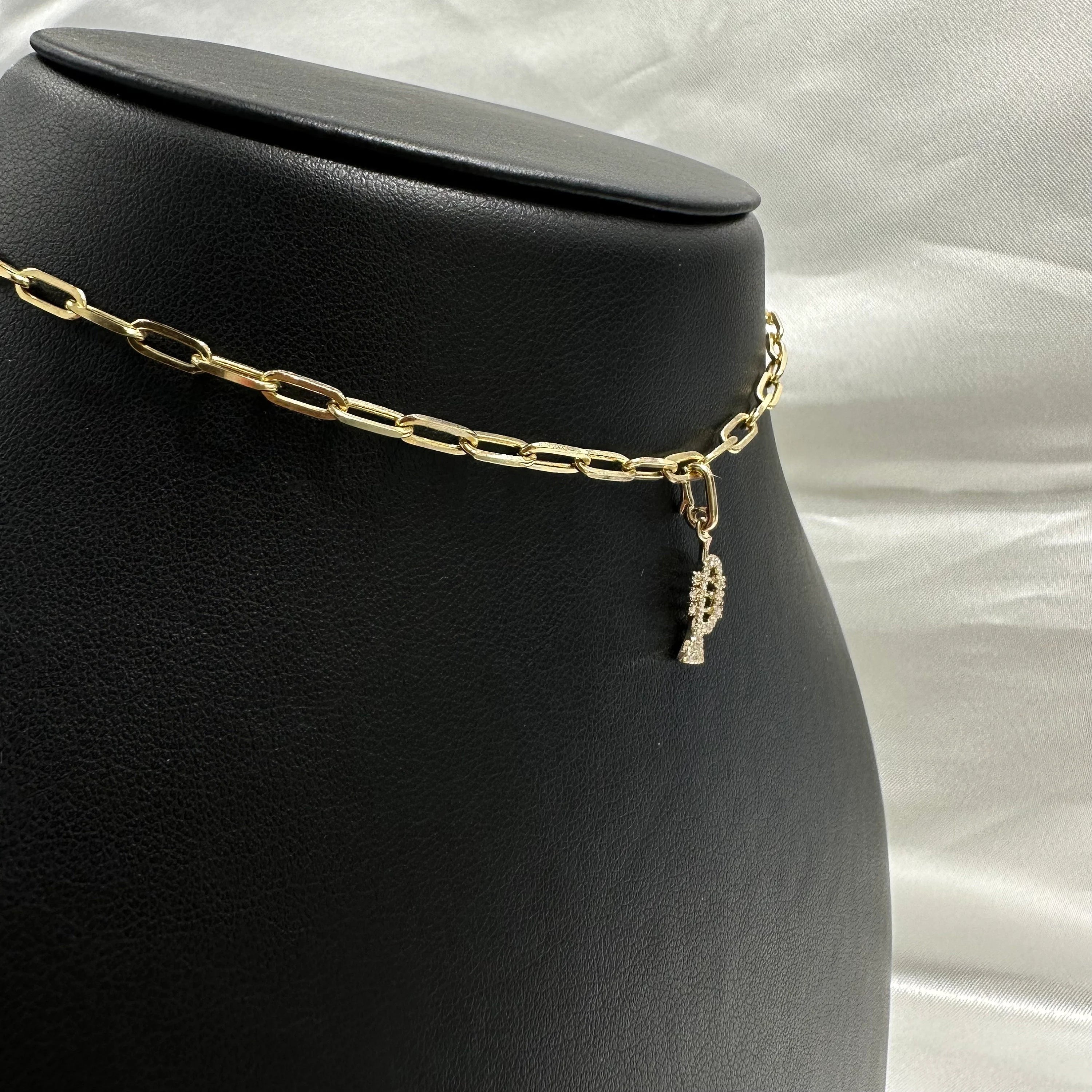 Diamond Trumpet Charm With Clasp 4x11mm