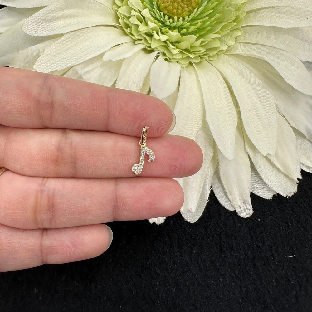Diamond Music Note Charm With Clasp