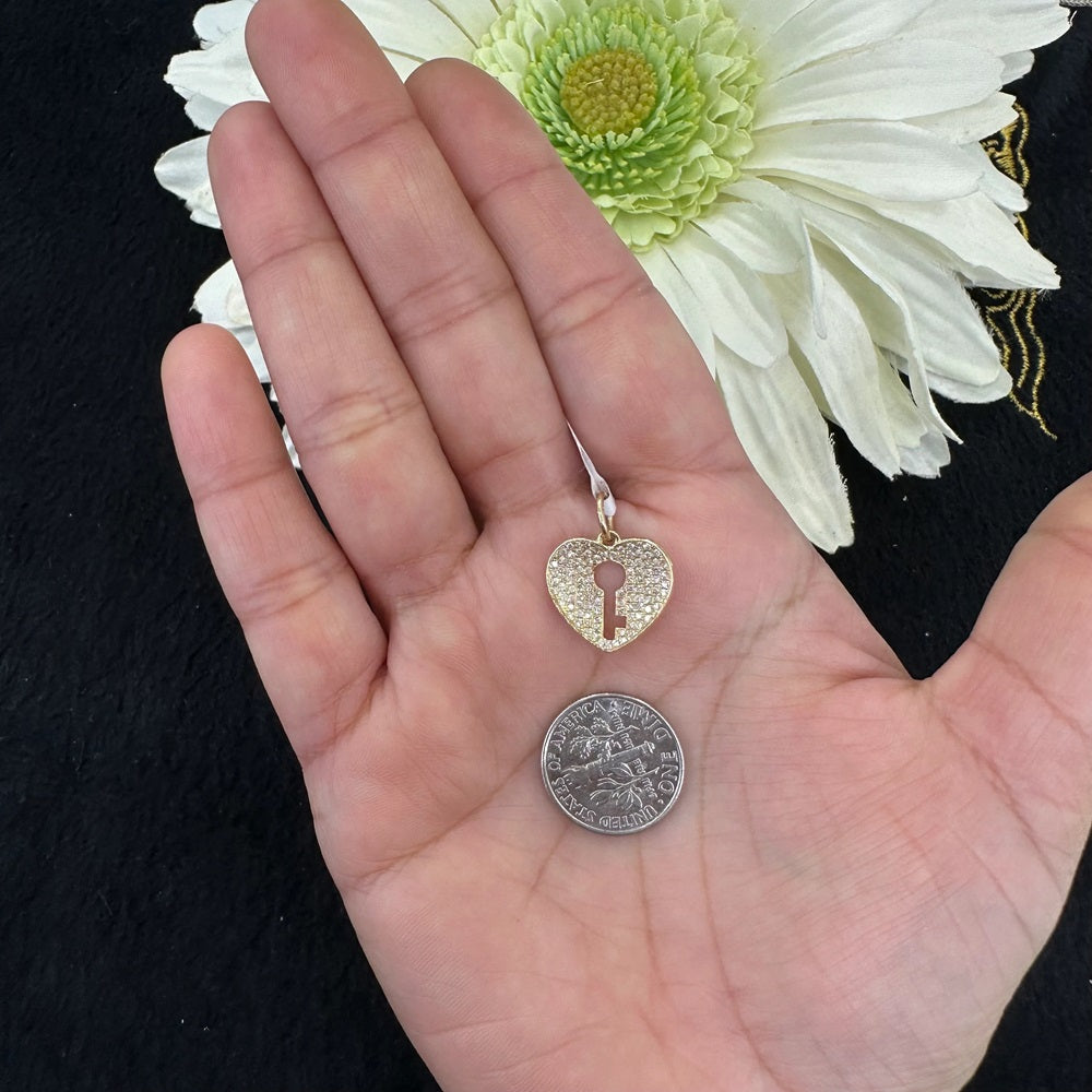 Diamond Heart With Key Pendant