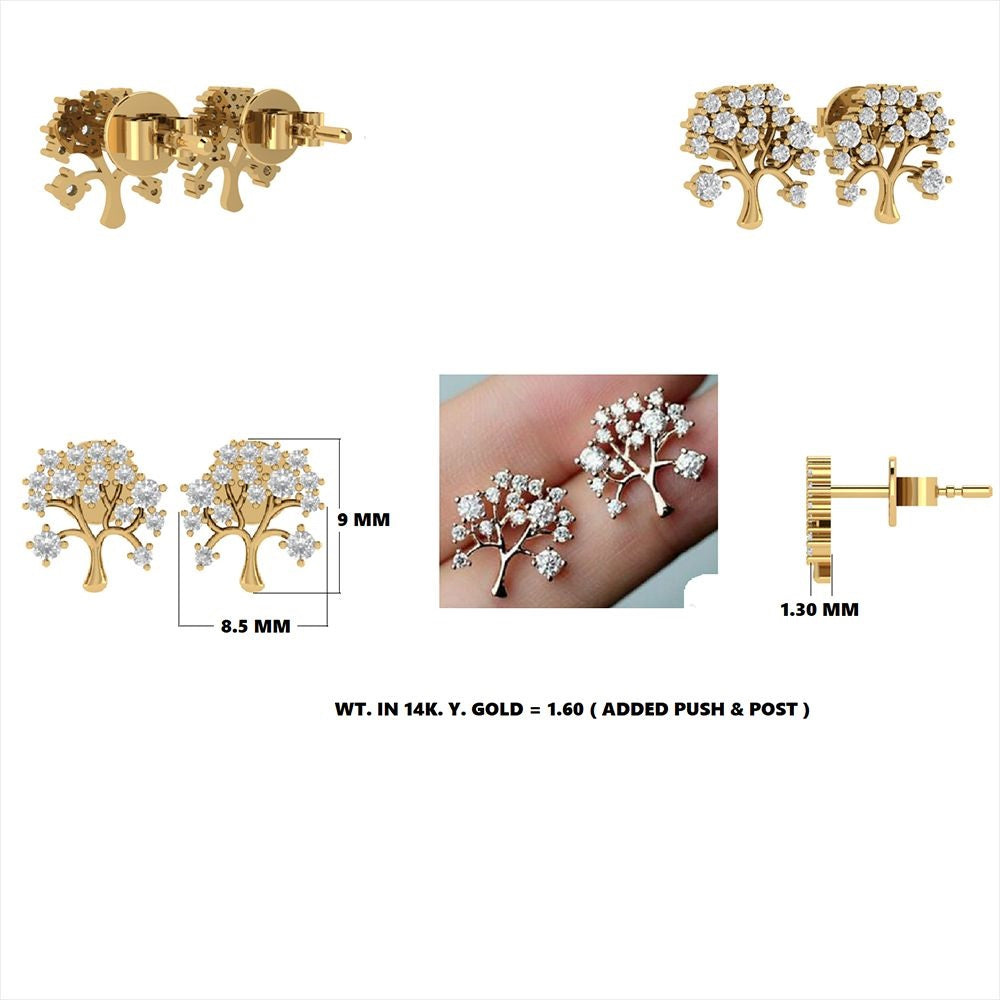Diamond Tree Studs 8.5x9mm