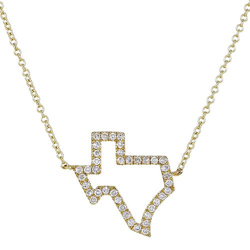 Diamond Texas Map Necklace