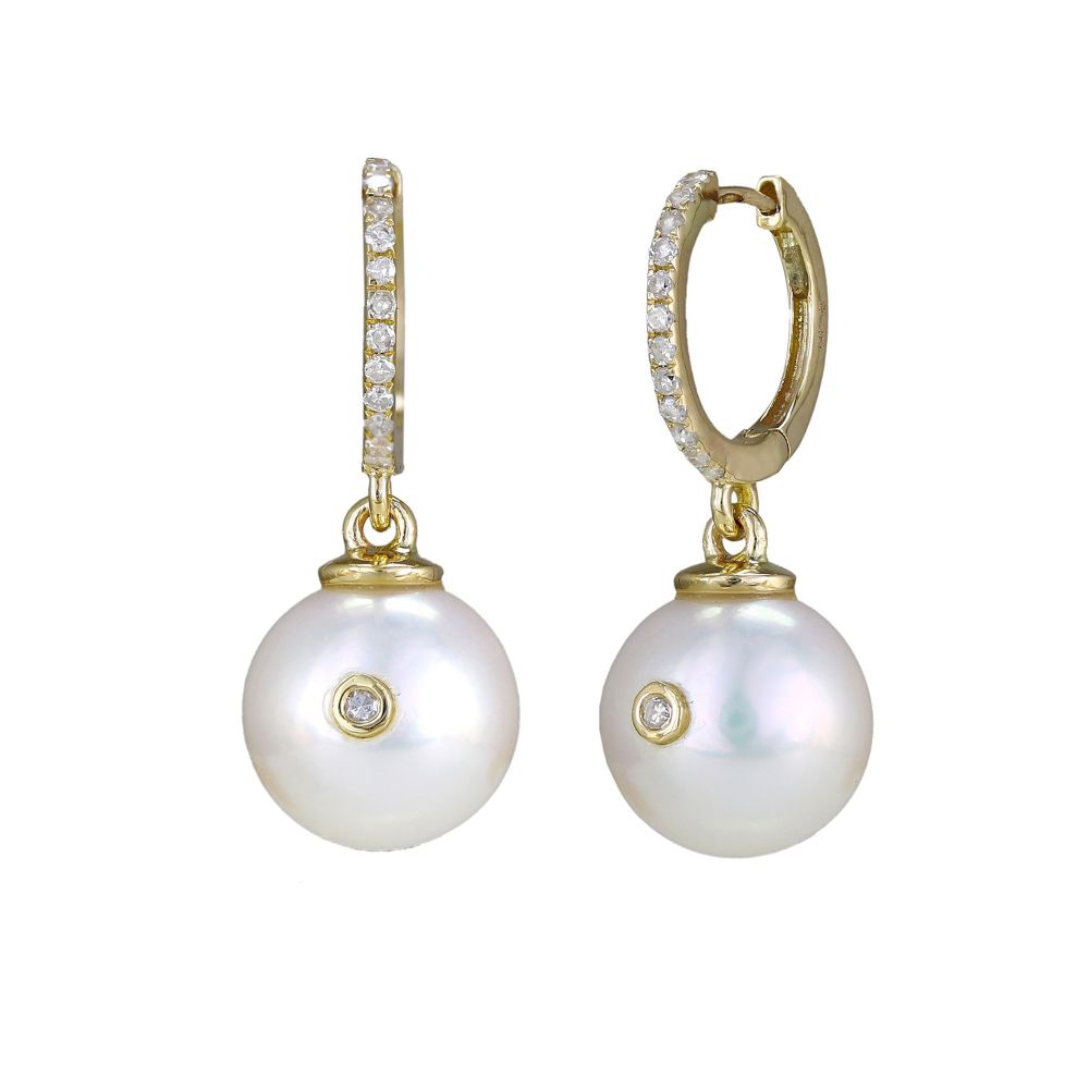 Diamond Pearl Hoop Earrings