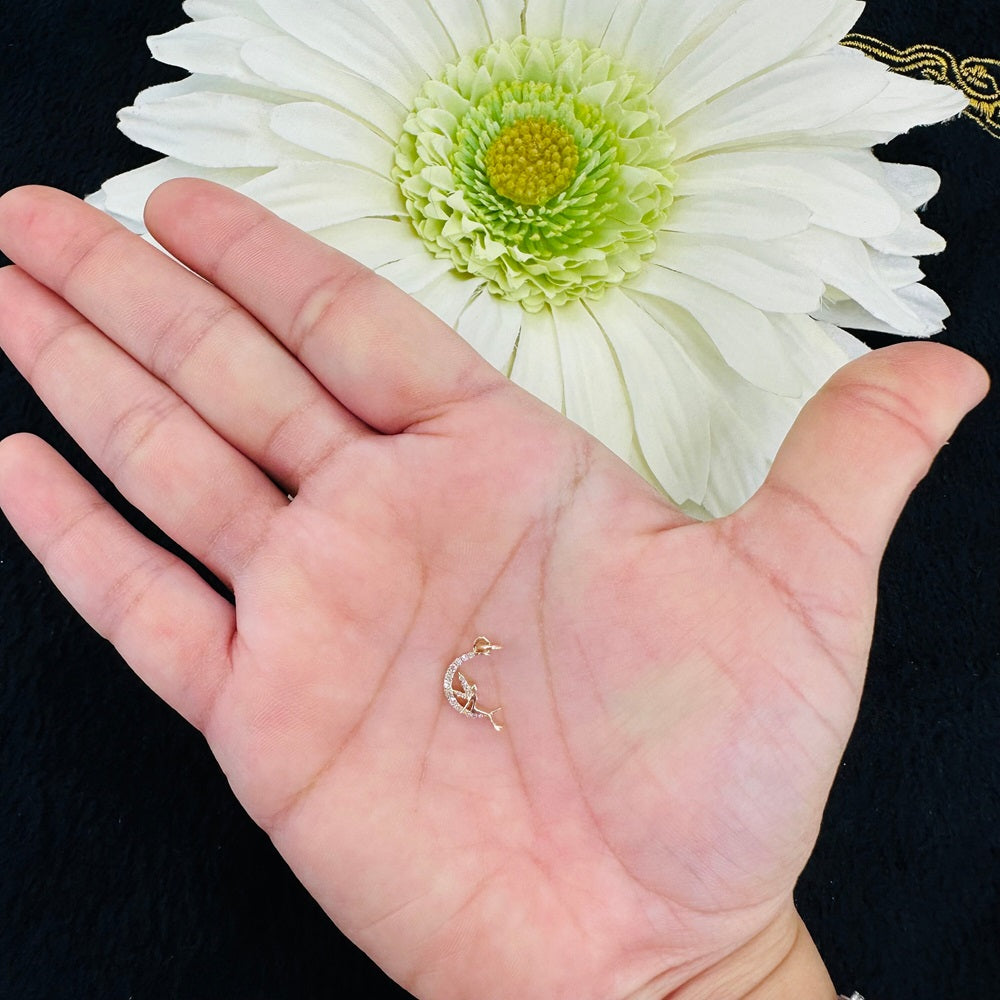 Angel On Moon Diamond Pendant