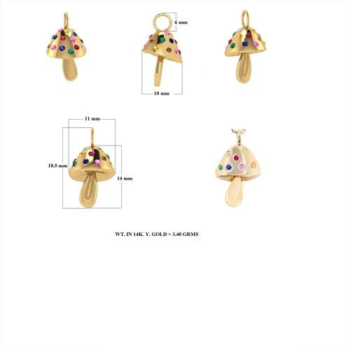 Diamond Multicolour Mushroom Pendant